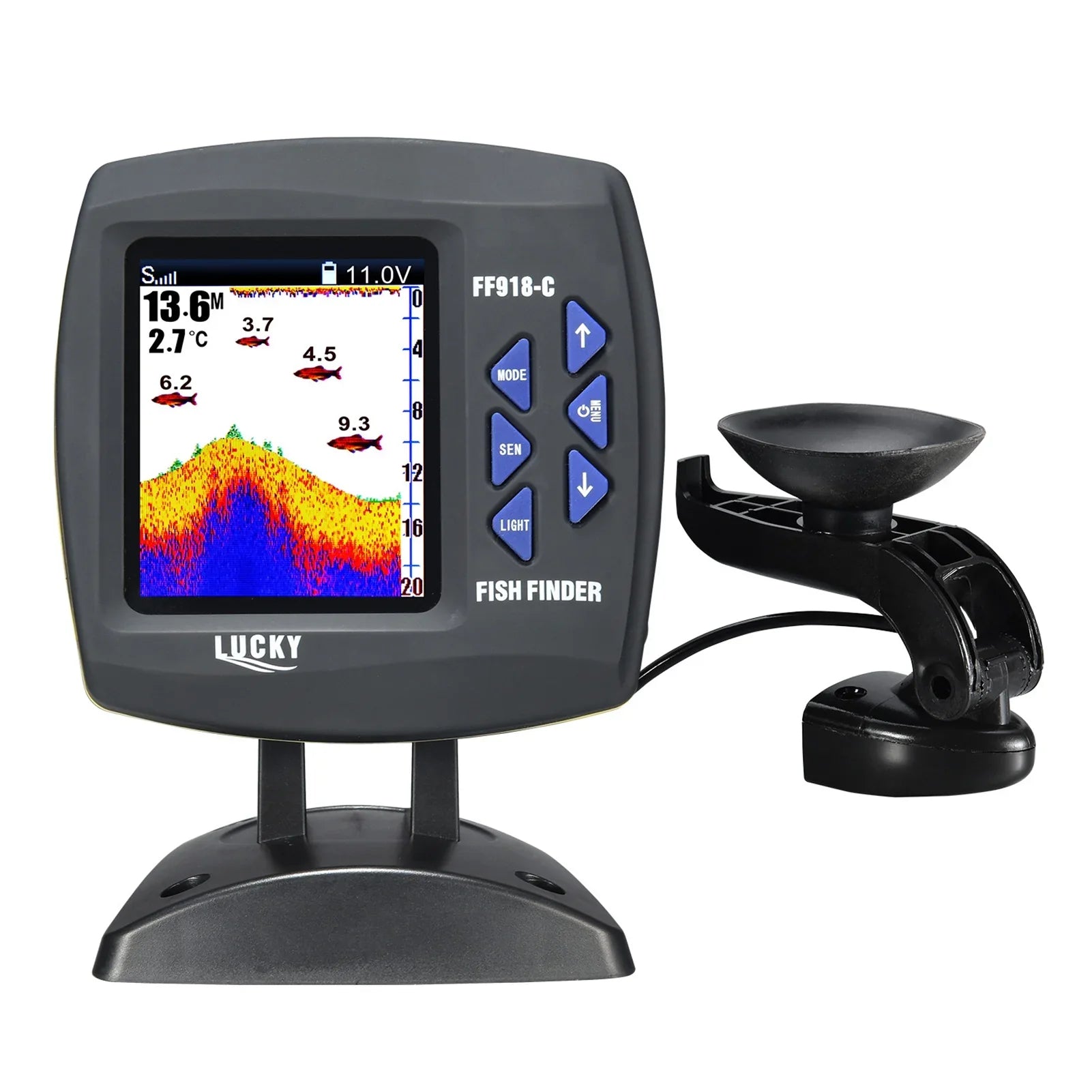 Finder Fishfinder Underwater Tomshoo Fishfinder Fish Transducer Locator Boat 45 LCD Monitor Underwater Wired Fish Fish Sensor Finder Detector Waterproof Degrees Fishing Portable Fish