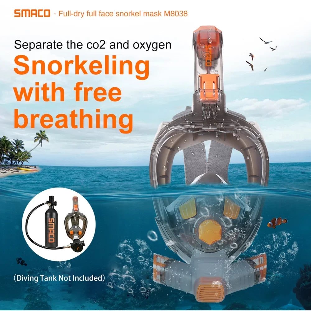 Storage Face Cover with Dry Snorkeling Tube Bag with Full Anti-Leak Anti-fog Snorkel Face Snorkel Mount Foldable Cover