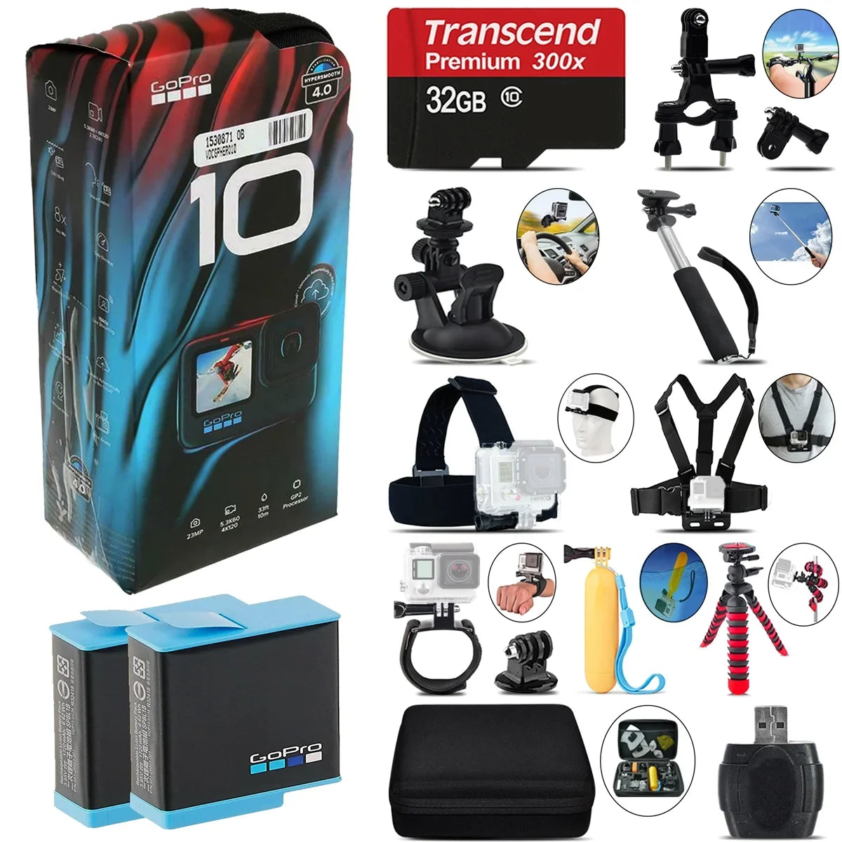 Camera + Black HD HERO10 More! -32GB Much Extra 4K GoPro Kit Battery & Ultra