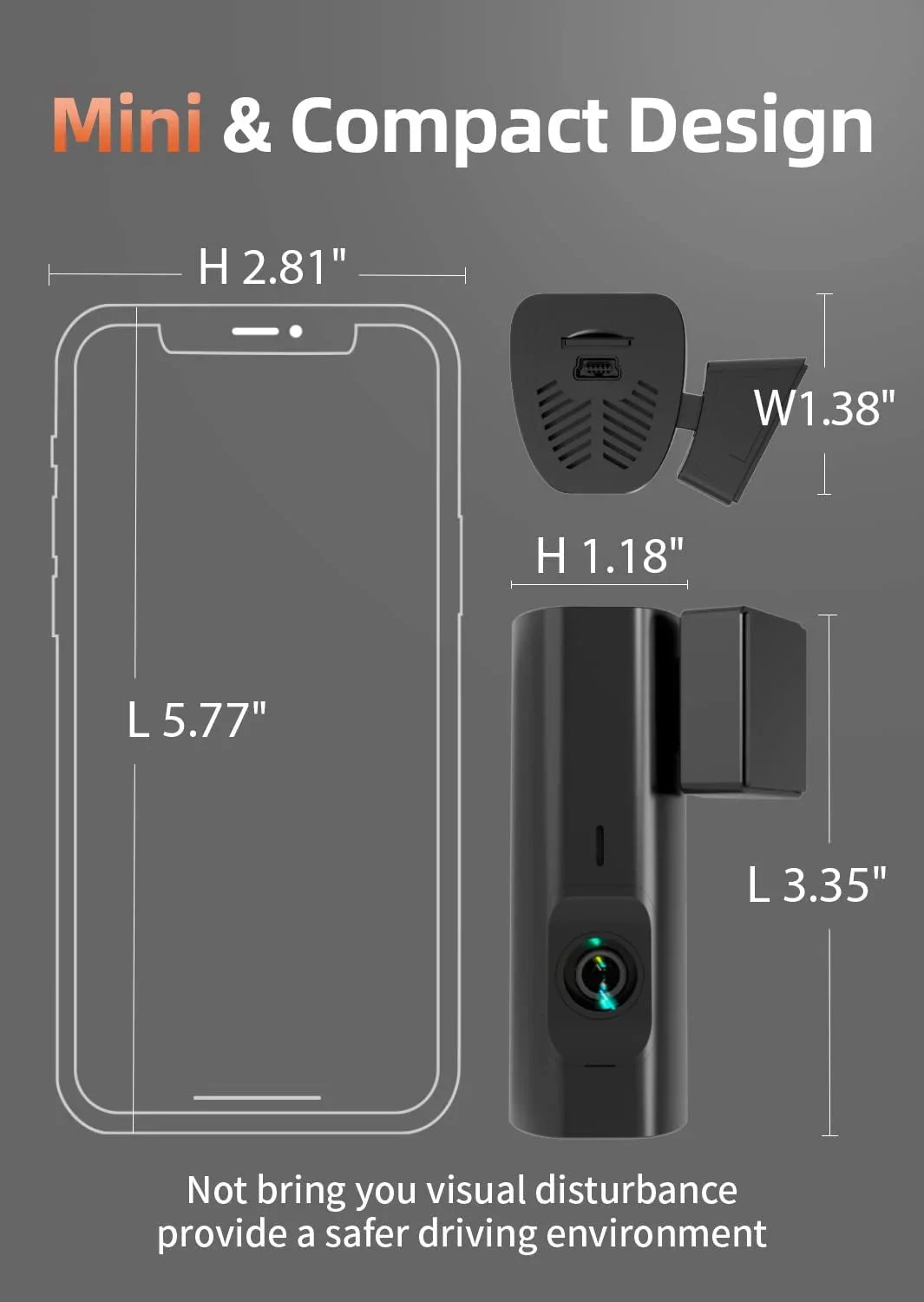 Loop Night Parking 2.5K WiFi, Control, WOLFBOX Monitor, Cam, Support Dash 24 Dash Recording, 64GB HD APP Camera Max Hours with Vision, G-Sensor, Full
