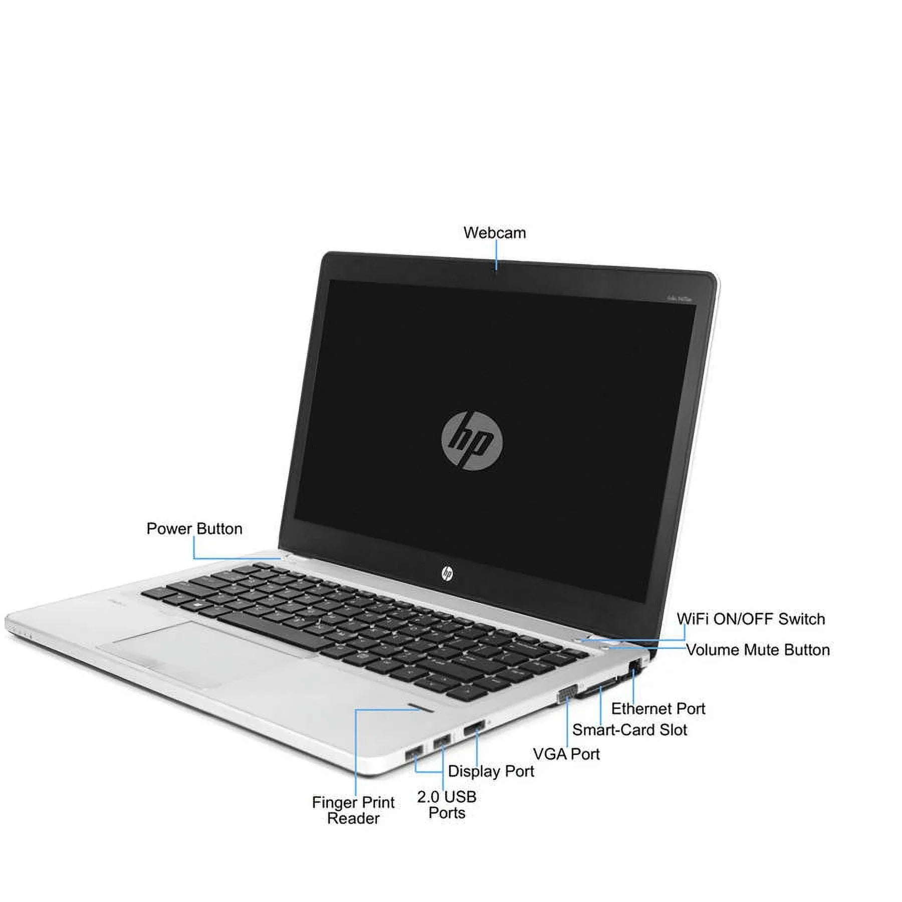 Restored i5-3437U Silver Memory, Processor, PC with 4GB Folio Drive (Refurbished) 10 HP Windows Core 128GB Intel Laptop 14" 9470M State Solid Pro and