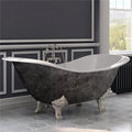 Double Scorched in. Mount Slipper Plumbing Lions Paw Nickel Iron Cast Cambridge Feet, 7 in. Platinum Deck 71 Faucet Holes Tub, Brushed