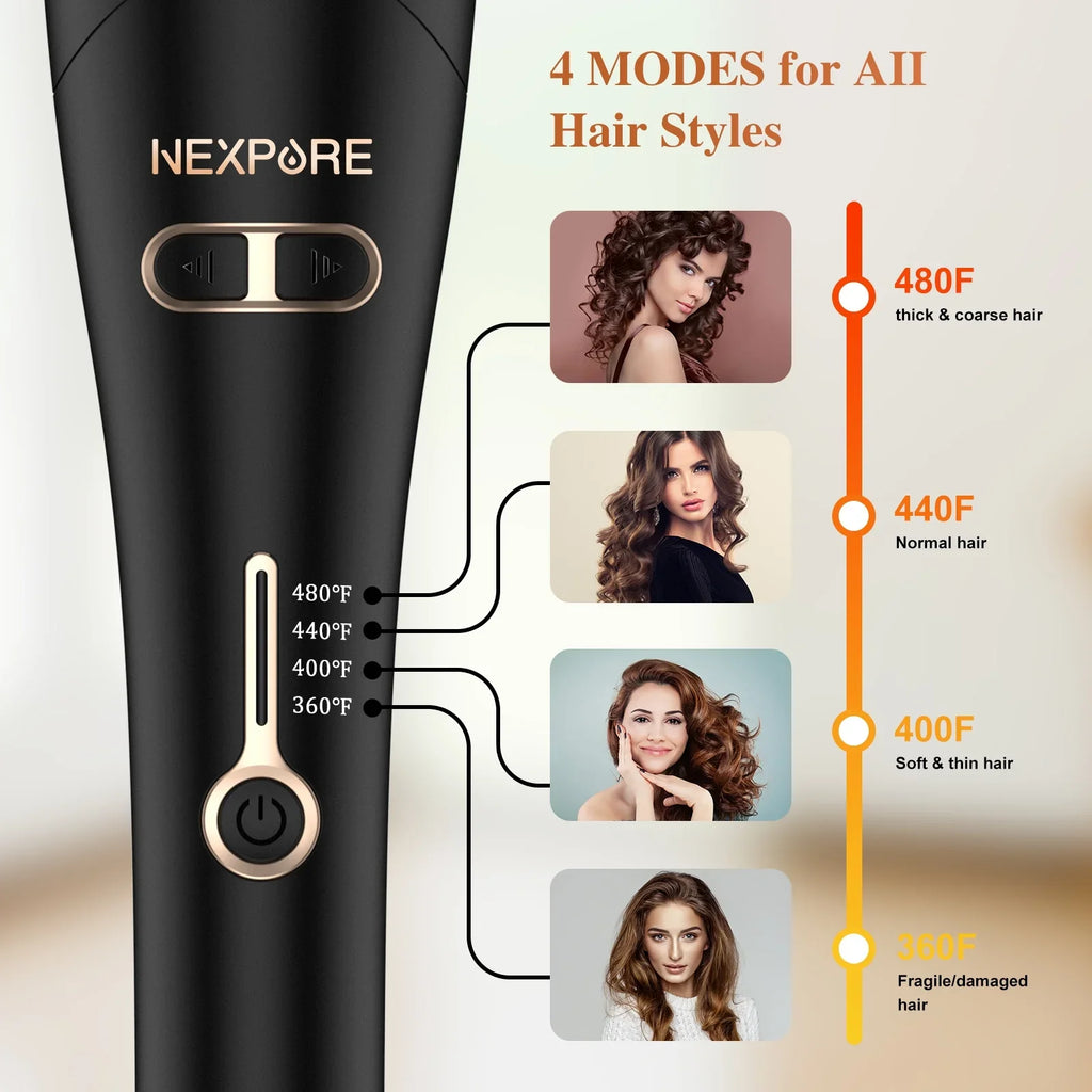Temps,Salon Barrel 1" Curling Irons,Curling Rotating Iron Hair,Gold Large with NEXPURE Professional & Curl 4