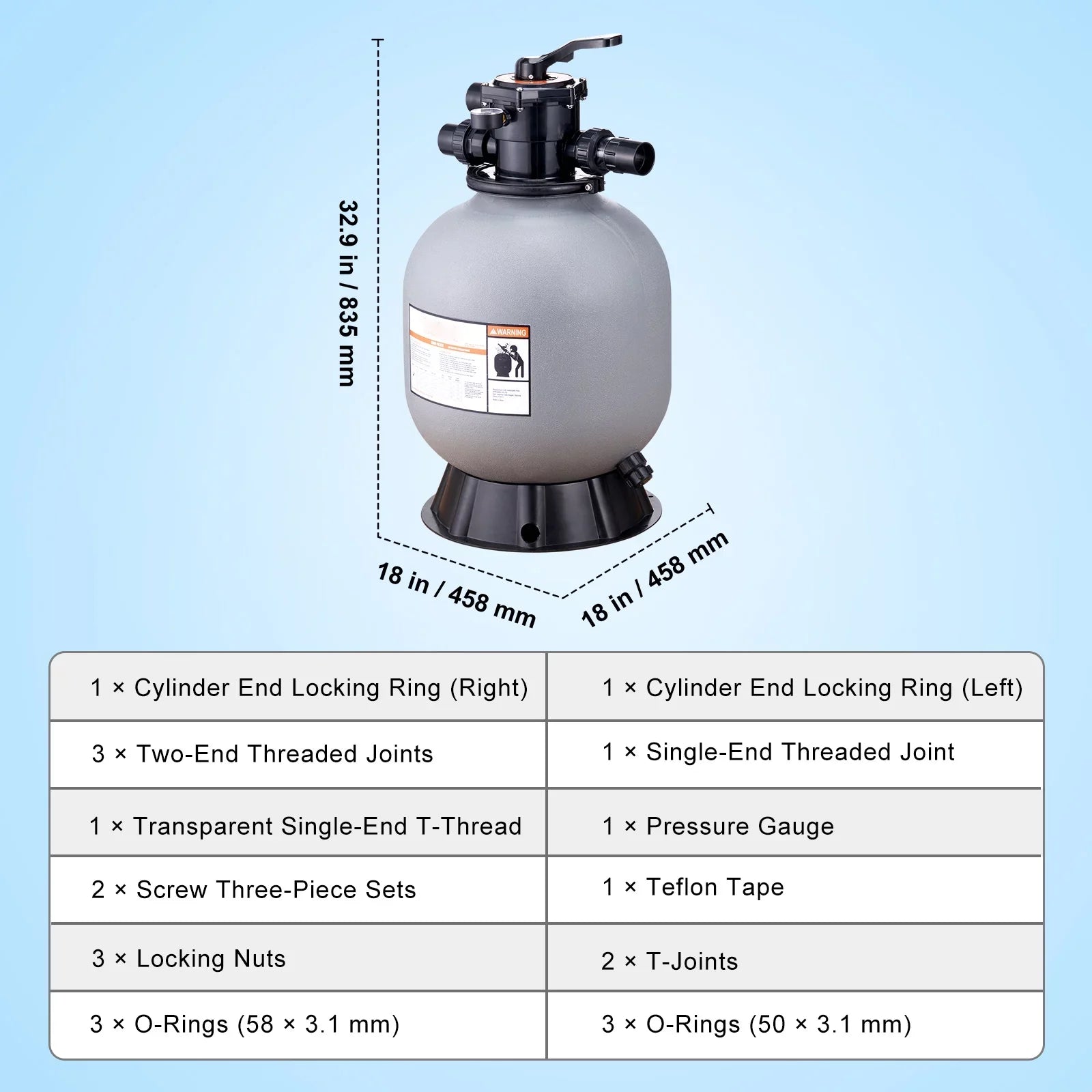 BENTISM Valve 7-Way Swimming Sand Sand 19" Above Inground Pool with Filter Filter