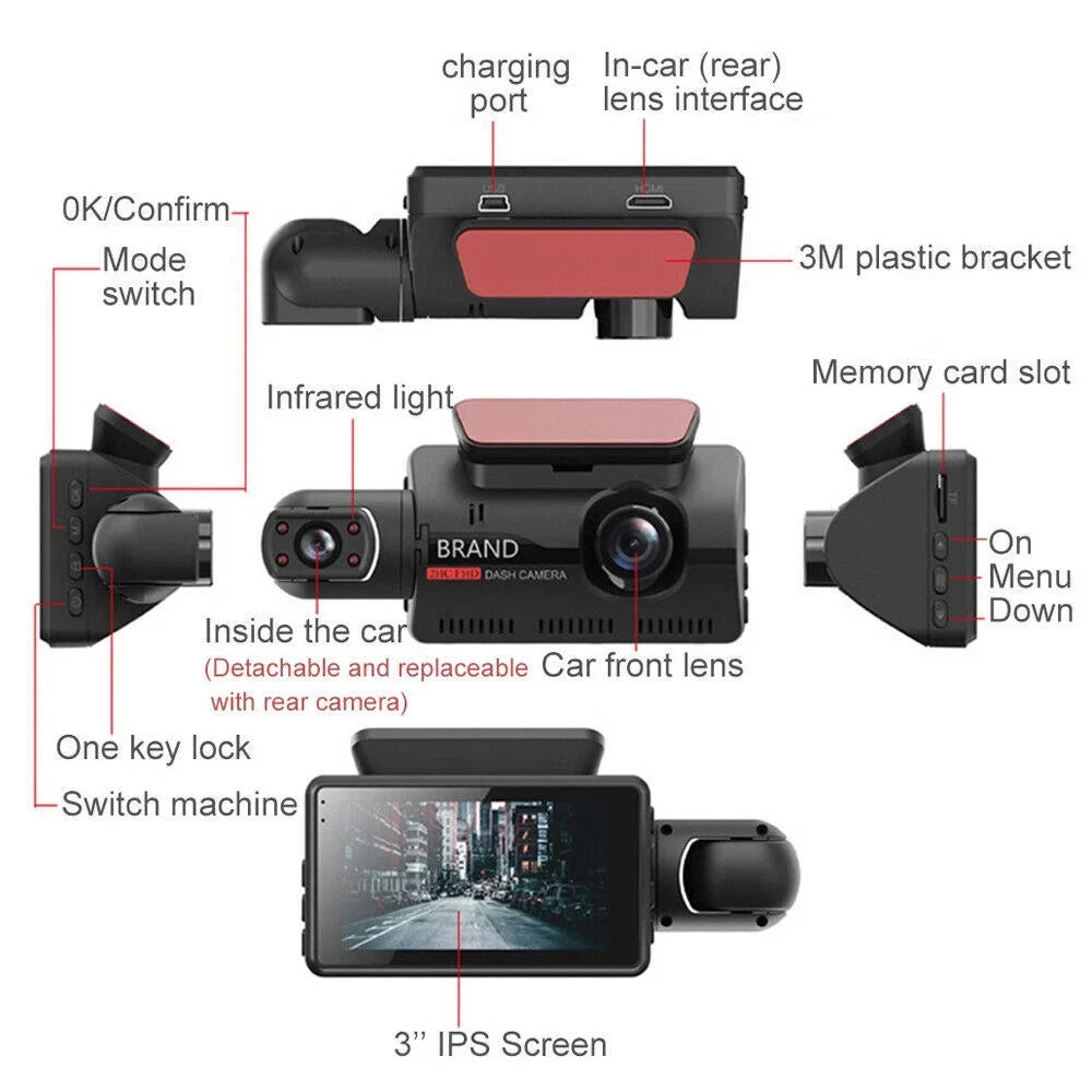 Vehicle Front Cam Rear Car And 3 Dash Dual DashCam With 1080P And Night Auto GPS DVR Lens Interior WIFI Cameras Camera
