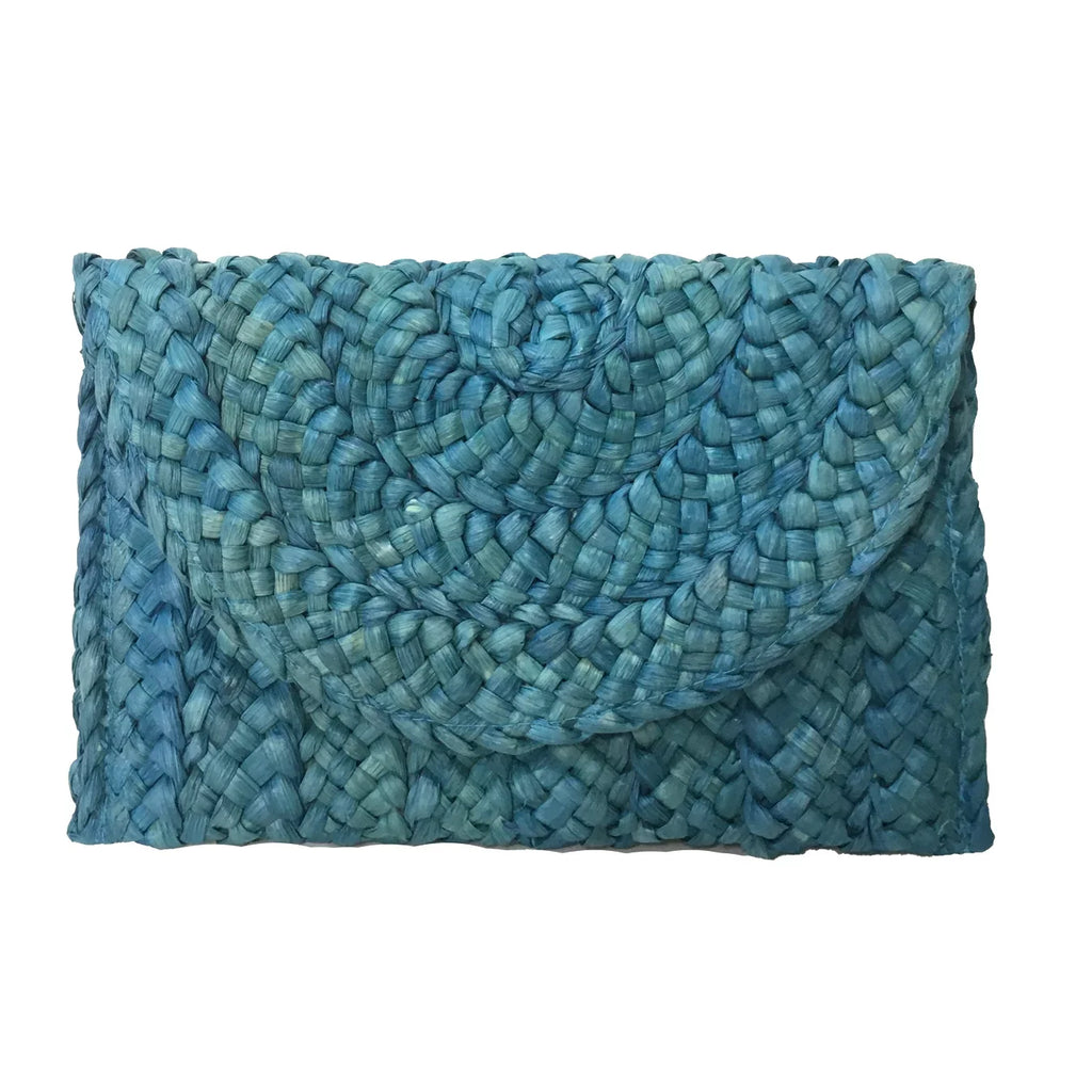 Envelope Eliza Blue Clutch, Culture Crochet Fashion Straw Ocean
