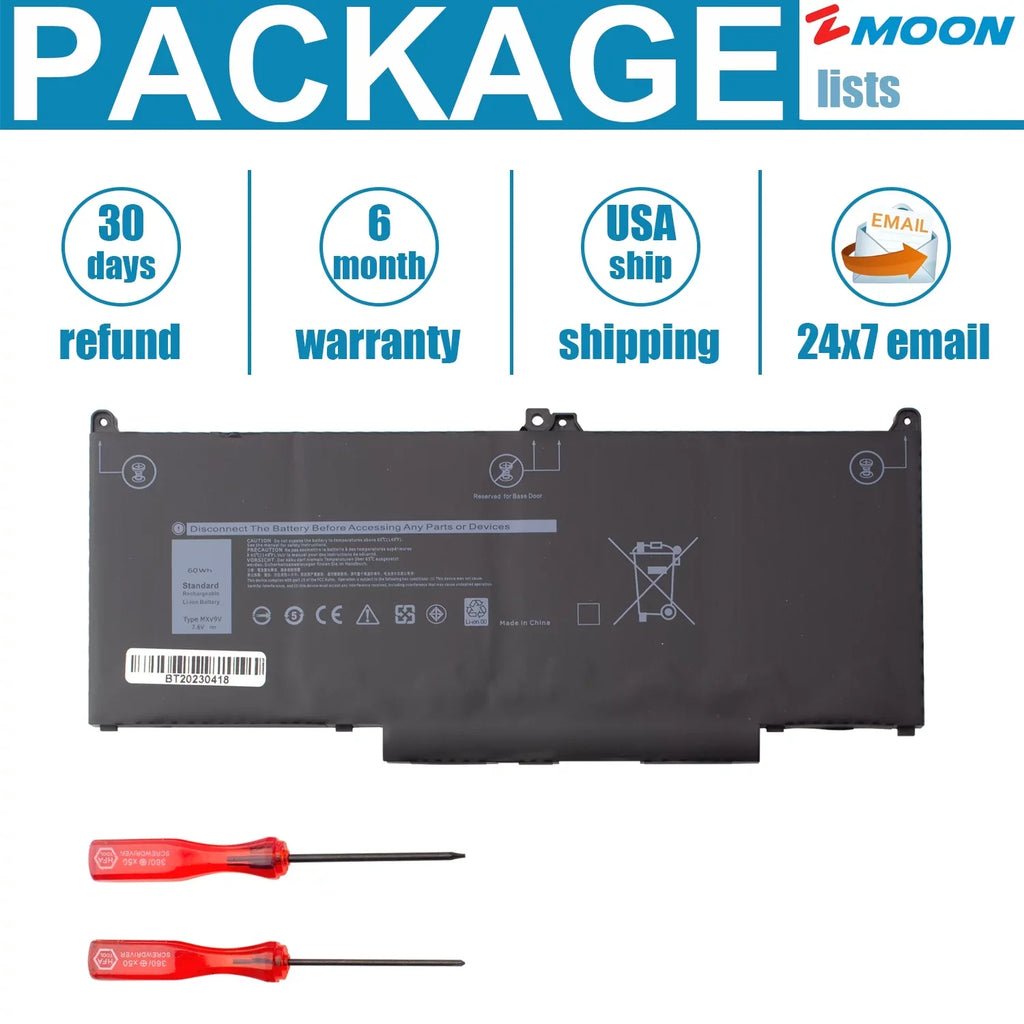 2 7300 Black, Battery MXV9V P99G Inspiron in P97G 7400 P100G Dell Laptop 1 for P96G 5300 5310 7306 Latitude 7300