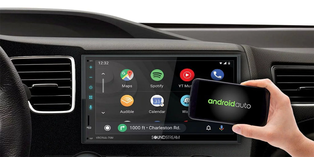 Android DIN Soundstream VRCPAA-70M Apple +Camera Silver & CarPlay 7" Double Bluetooth