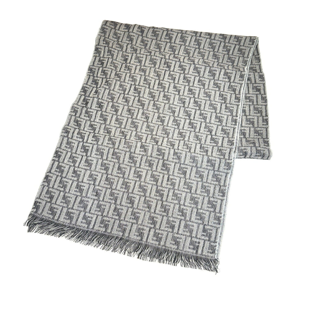 Stole Pattern Men's Muffler Gray Pre-Owned Women's New) FENDI Wool Zucca (Like FF
