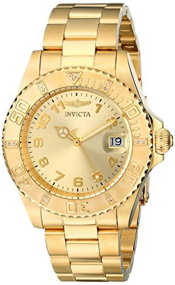 Yellow Pro 15249 Women's Tone Watch Diver Invicta Dive Steel Gold Dial Gold