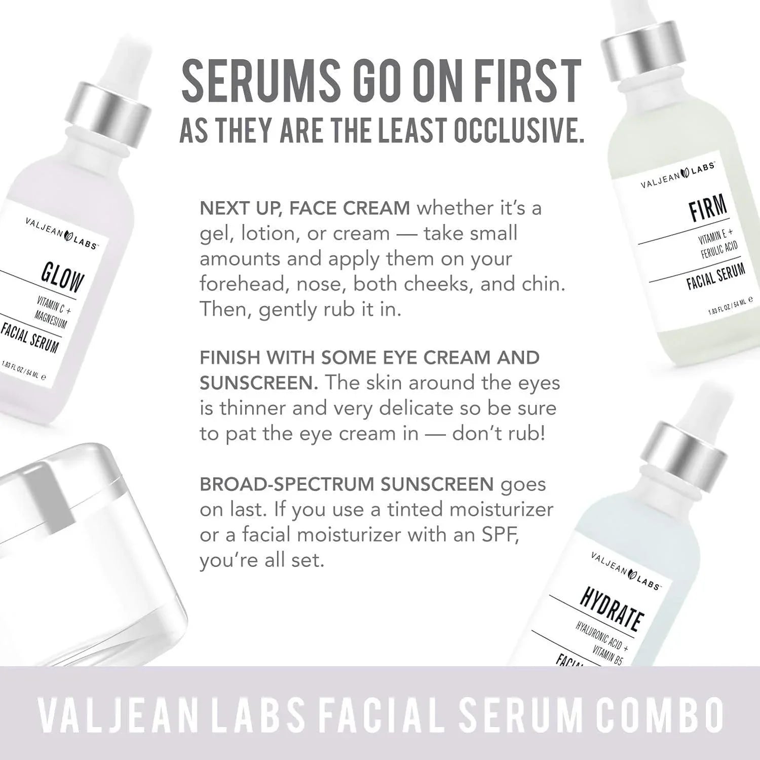 '- Bottles and Cruelty Paraben Labs Ingredients - Targeted Combo of Free, Glow, Pack Facial Serum, 1oz Supercharged, Firm Skincare Valjean Hydrate, Free,