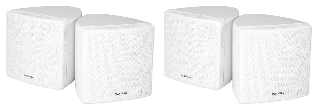 Restaurant White 3.5" Swivel Mount Wall 70v 4 Speakers Cube Rockville Commercial