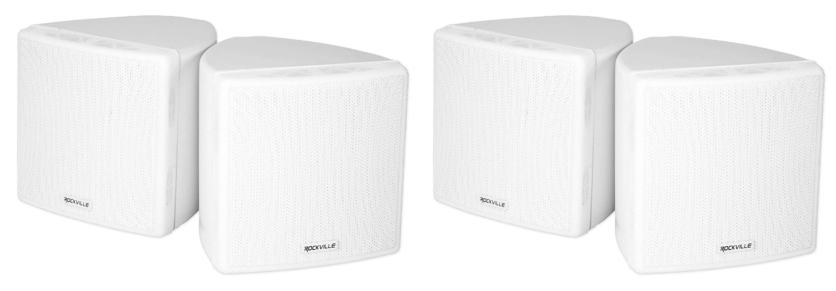 Restaurant White 3.5" Swivel Mount Wall 70v 4 Speakers Cube Rockville Commercial