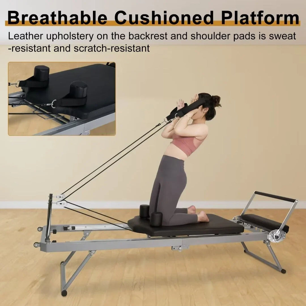 Reformer Pilates Foldable Weight Docred Gym£¬Beginners£¬Up Reformer, for with Capacity Quiet Workout Machine to Pilates Home Spring lbs 300