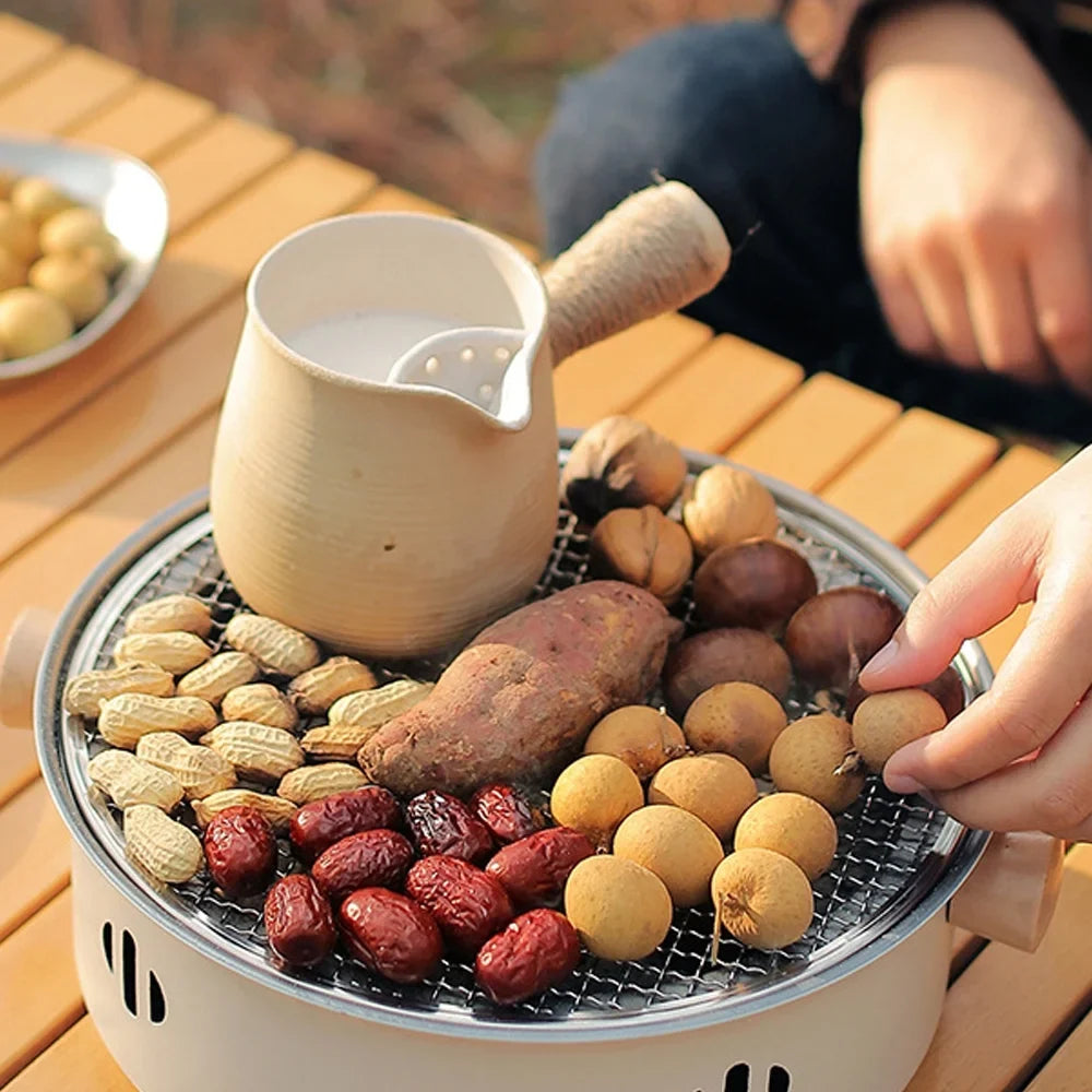 for Portable BBQ Grill, Walmeck Travel and Grill Stainless Charcoal Steel Split Camping