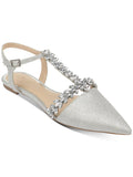 Rhinestone Block Dress Rae Silver Embellished Silver Glitter Womens Toe T-Strap JEWEL M Chunk Adjustable 6.5 Pointed Buckle Shoes Heel MISCHKA Strap BADGLEY