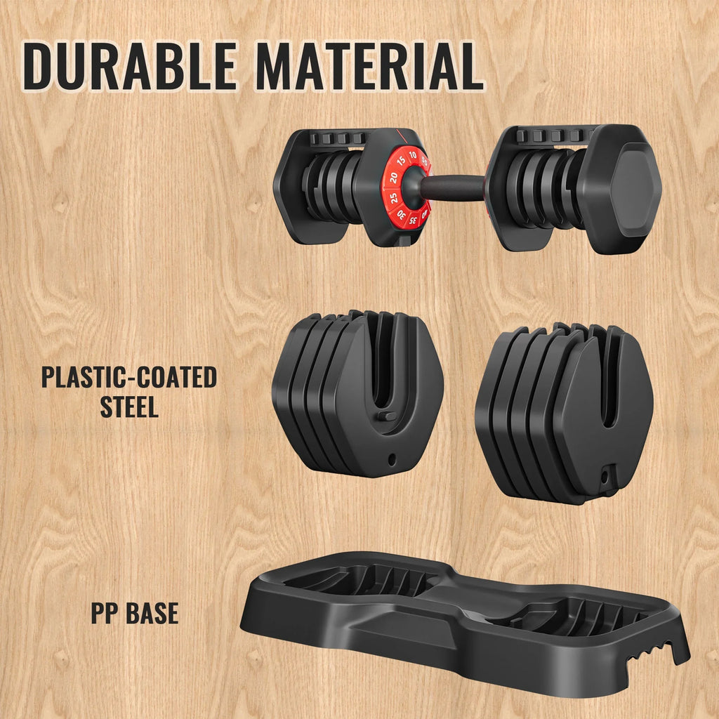 Dumbbell Powanli Fitness, Body Black for in (10 Set, Dumbbell for 10 Home Women, Free by Turning Dumbbell LB) Fast Gym, and Workout Handle Adjustable Full Men Gears/55 Adjust 1