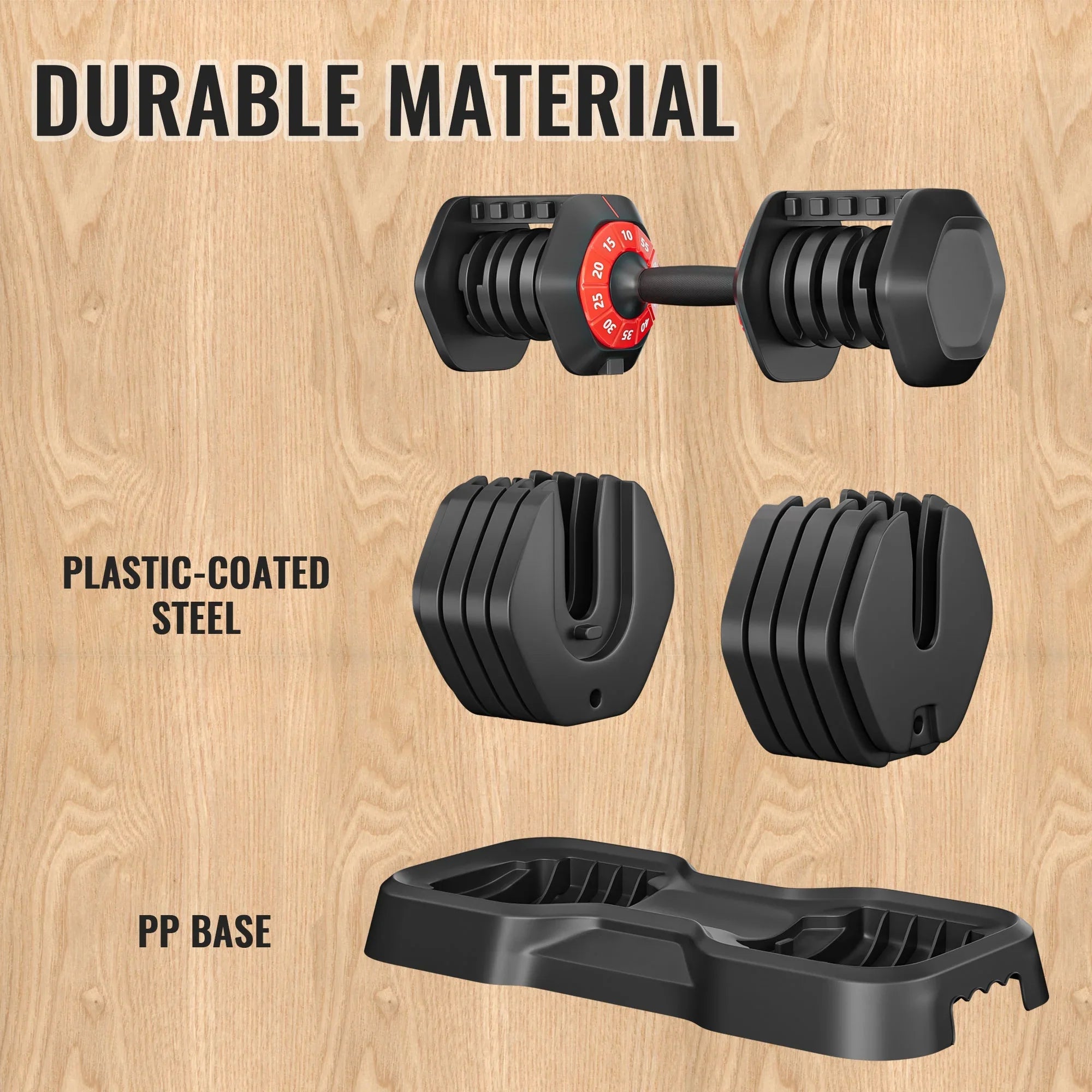 Dumbbell Powanli Fitness, Body Black for in (10 Set, Dumbbell for 10 Home Women, Free by Turning Dumbbell LB) Fast Gym, and Workout Handle Adjustable Full Men Gears/55 Adjust 1