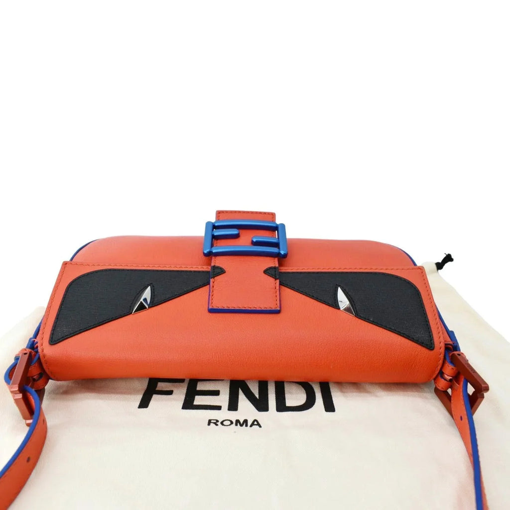 Baguette Leather Bag Monster Orange Eye Pre-owned Crossbody Calfskin FENDI