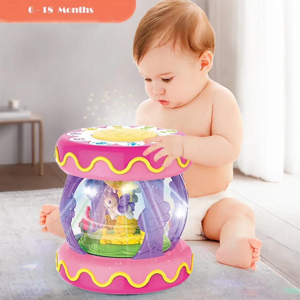 Old 1 up Drum Toys Months, Rotating Gift Girls, Baby Light Year for Toddler Year Toys 1 for Old Toys 6-12 Musical