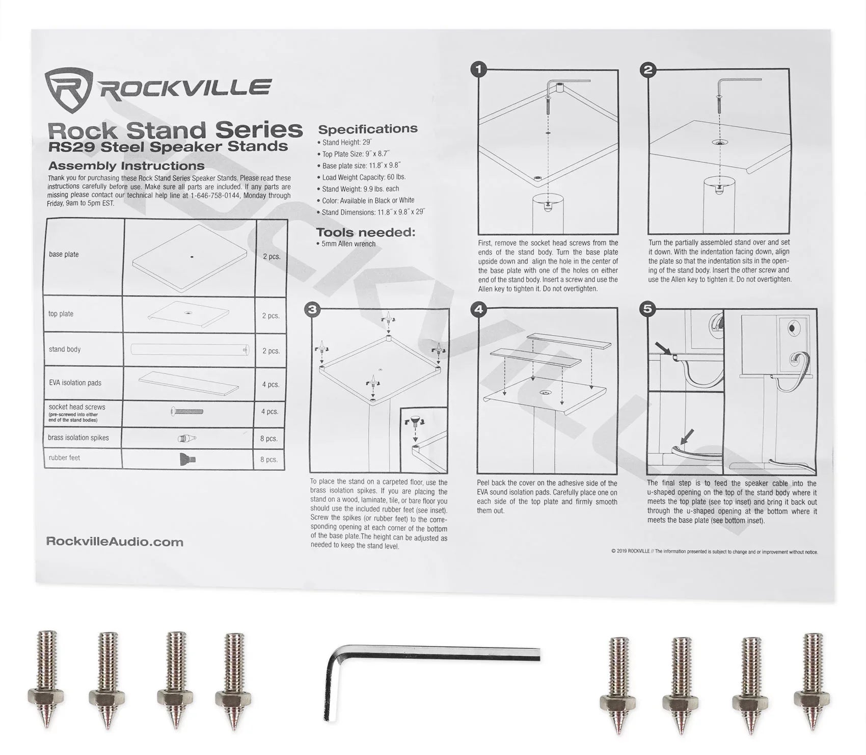 White Stands Rockville in Recording Steel Monitor Studio 29" RS29W Pair Studio