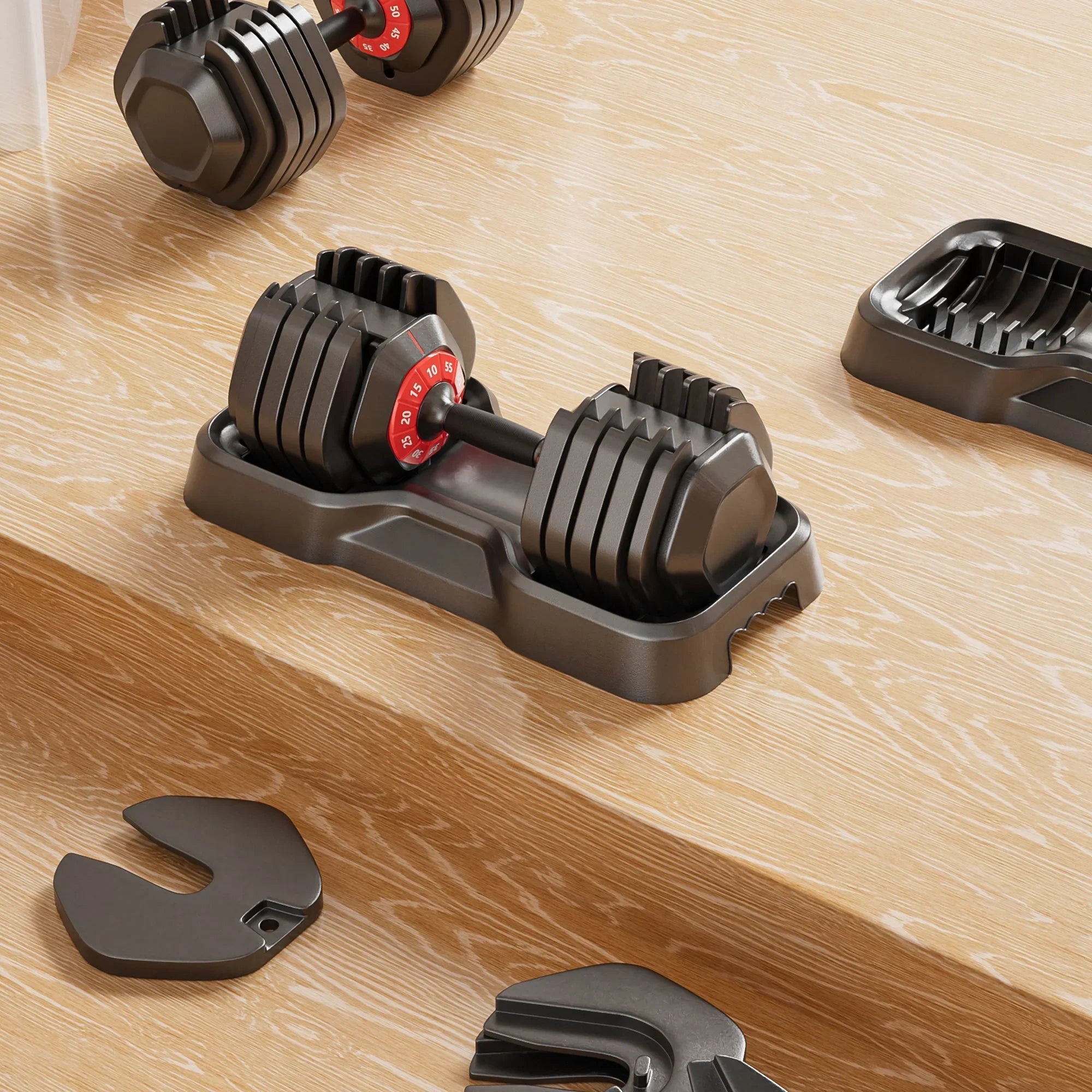 Dumbbell Powanli Fitness, Body Black for in (10 Set, Dumbbell for 10 Home Women, Free by Turning Dumbbell LB) Fast Gym, and Workout Handle Adjustable Full Men Gears/55 Adjust 1