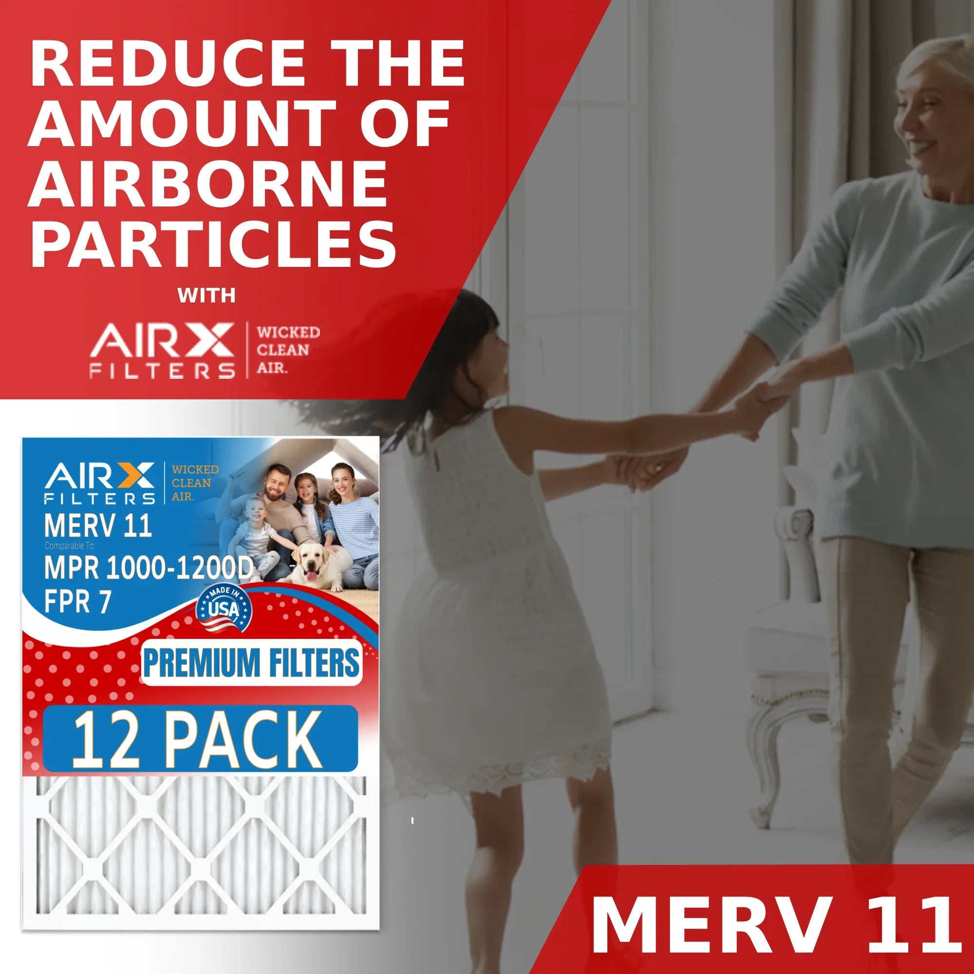 Filter 12 to 11 Made MERV FILTERS MPR of Comparable USA Filters 7 20x22x1 AIRX in FPR - Rating, AIR. WICKED 1000, Air MPR Pack & CLEAN by 1200 Furnace