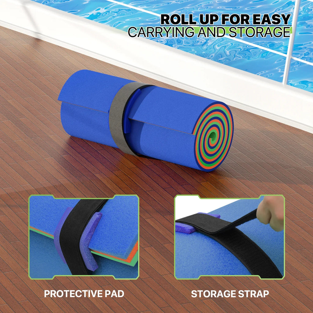 for Pool Water Tear-Resistant 3-Layer Lake Water Outdoor Pad, Mat, XPE Foam Water Recreation Lily Blue Ocean Mat River 6x2ft Float Activities, Pad Magshion Floating Floating