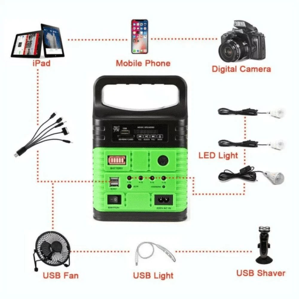 with Outdoor Station Charger Back-up Emergency Solar Power with Flashlights, Electric Camp Lamps 10W Battery Power System Generator Panel, Solar Home Portable USB and