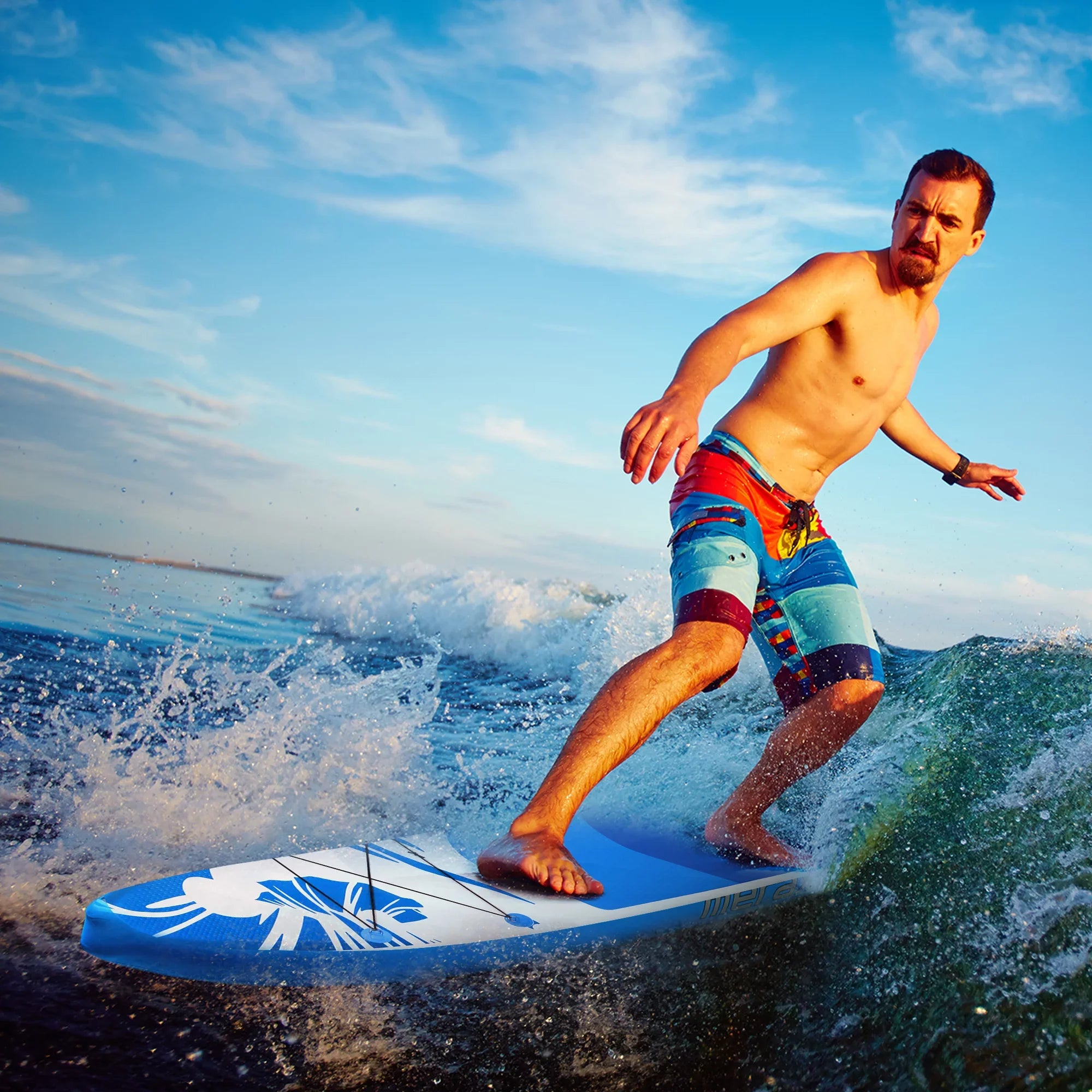 Deck, Ultra-Light Board Fin x for Paddling Premium Paddle Up Inflatable Stand Accessories, 30'' Bottom x 10' SUP SUP, Non-Slip 6''