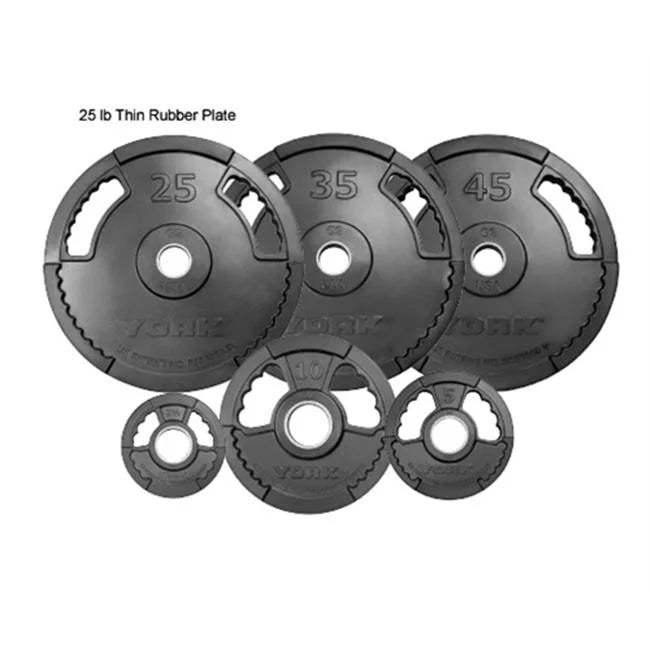 York 300 Barbell lbs Dual Grip Thin Set G2 Line - Rubber Encased
