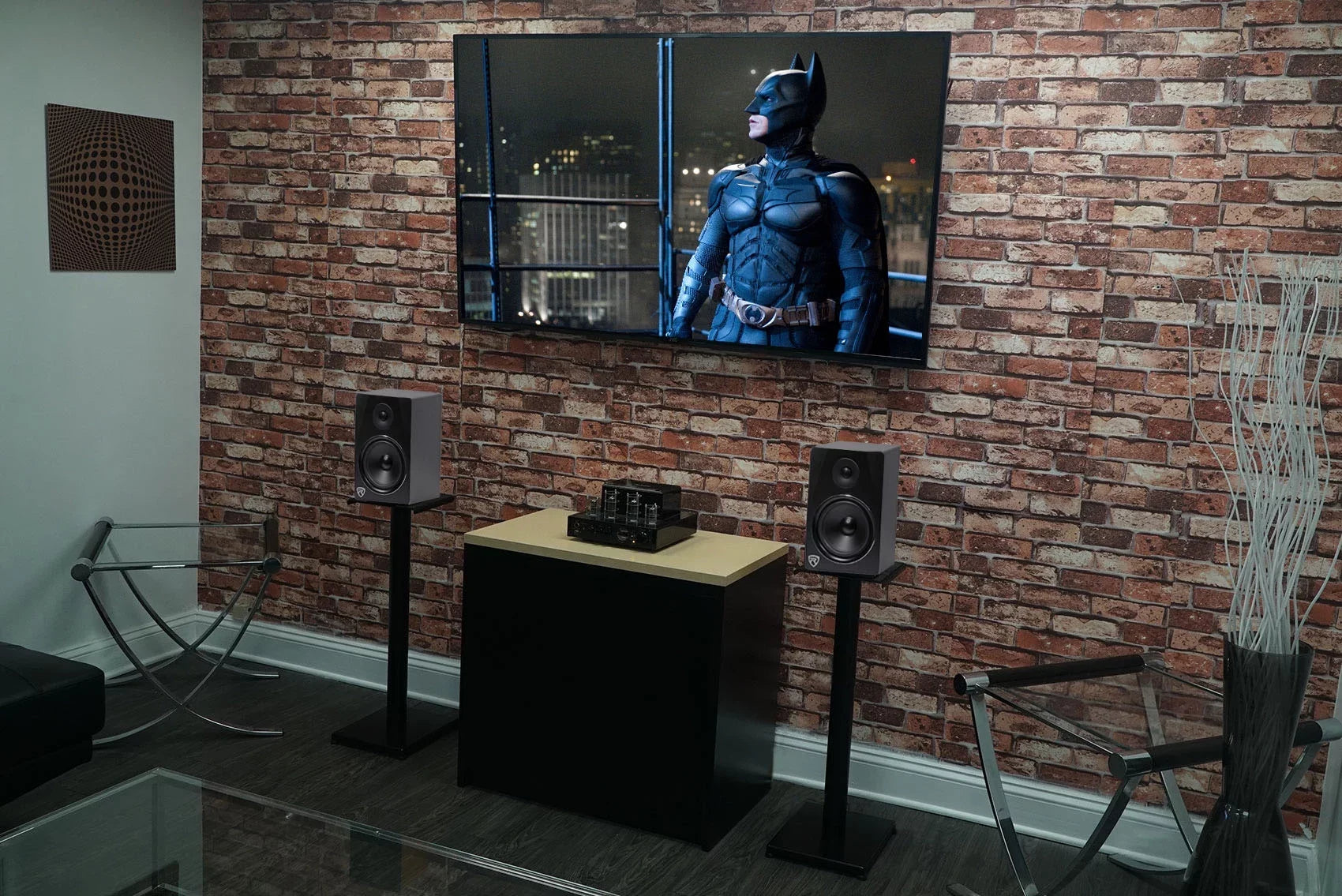 and 29" Stands Studio Monitor Speaker RS29B - Rockville Pair Black Steel Bookshelf