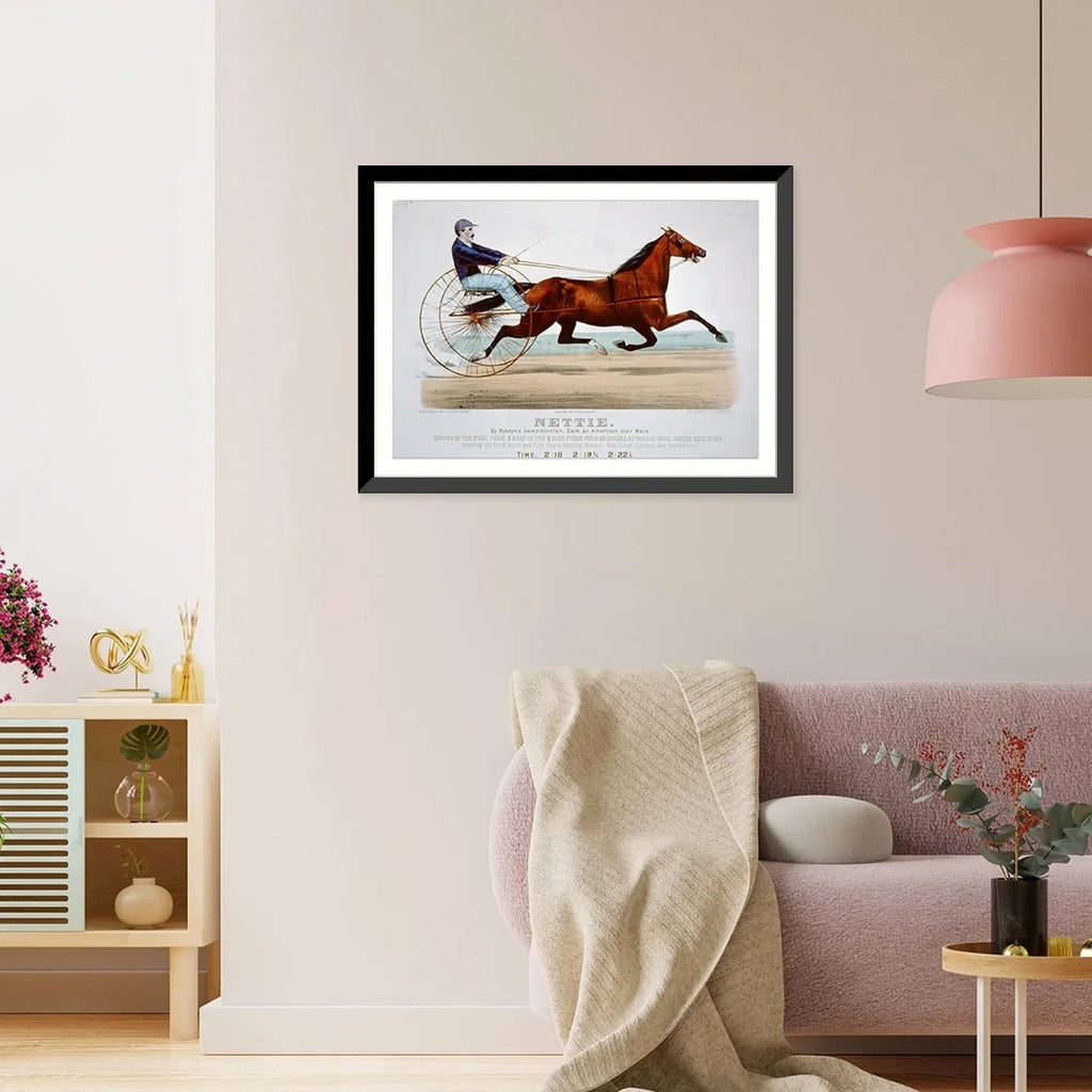 21-7/8" American Nettie: dam, Framed x Hambletonian, mare, Print, 17-7/8" Historic and Rysdyk's star by
