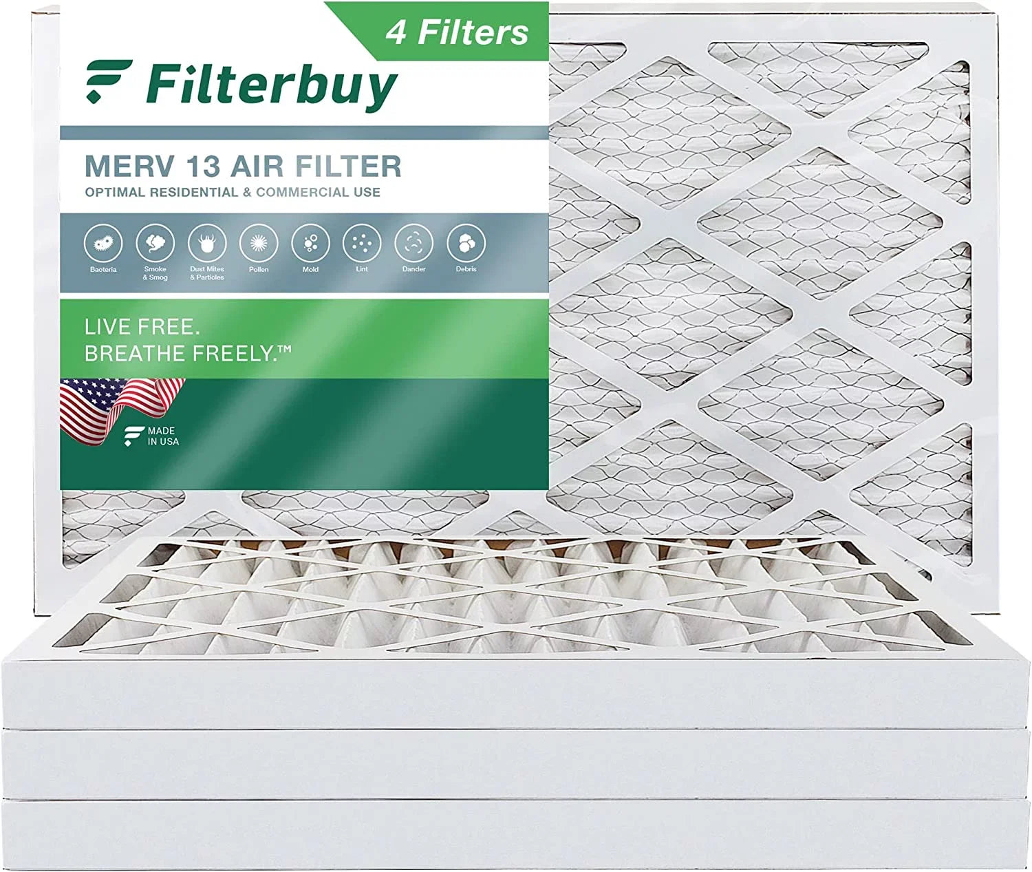 Furnace Pleated MERV 13 Air AC HVAC 12x30x2 Filters (4-Pack) Filterbuy