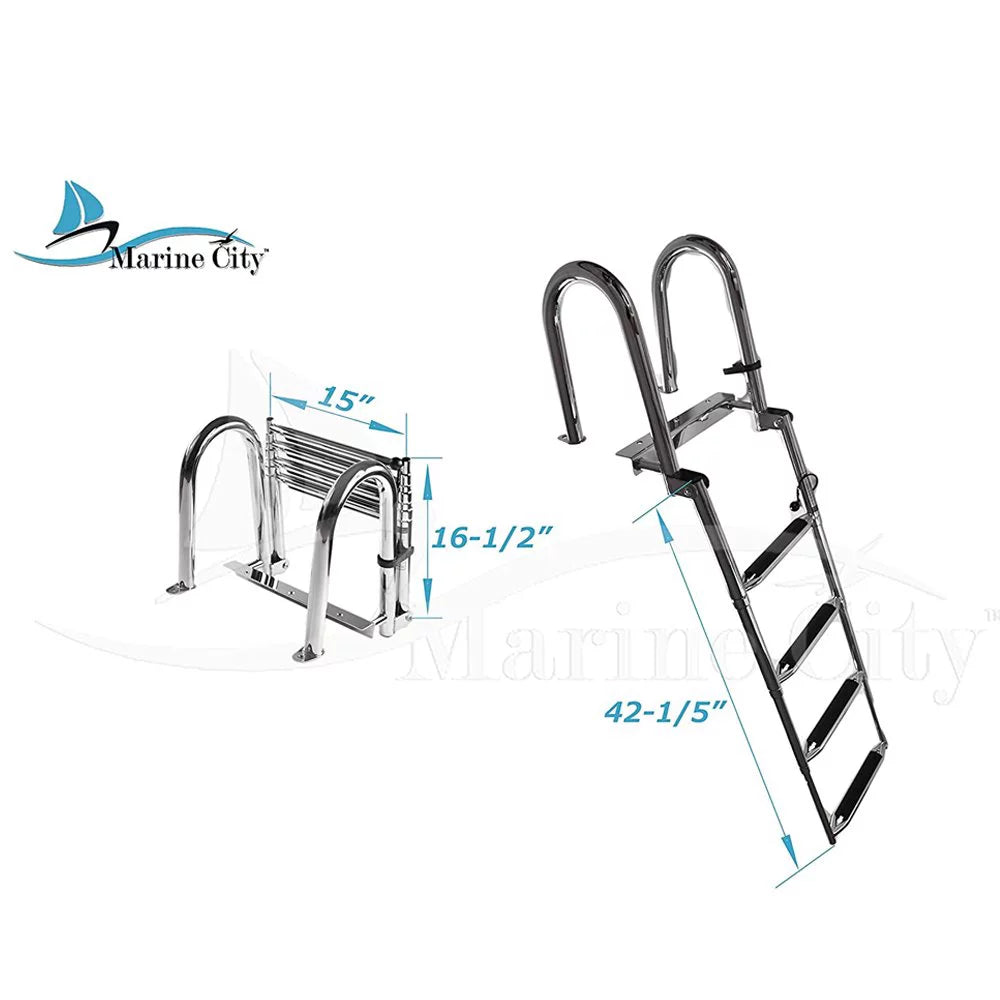 4 Stainless Telescoping Ladder Marine City Steel Step Transom