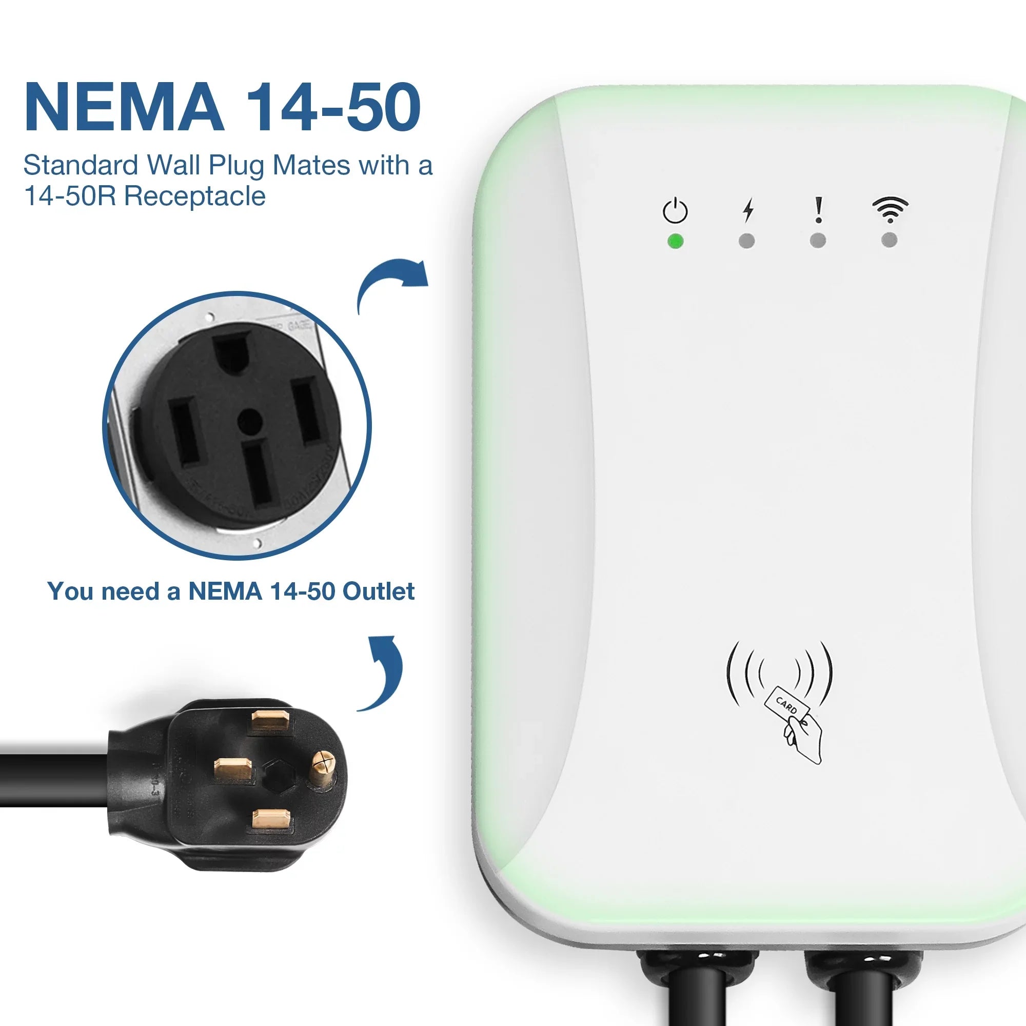 Standard with 14-50 Charging ft NEMA ) Cable, 25 EV Indoor/Outdoor Level Station (40 J1772 240 Volt 14-50 Electric Charger NEMA Vehicle Plug Car Charging Portable SAE Amp, Charger 2