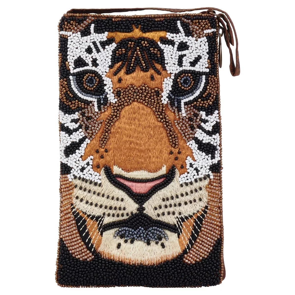 Club Fierce Multi Bag Brown Tiger Phone Beaded Crossbody,