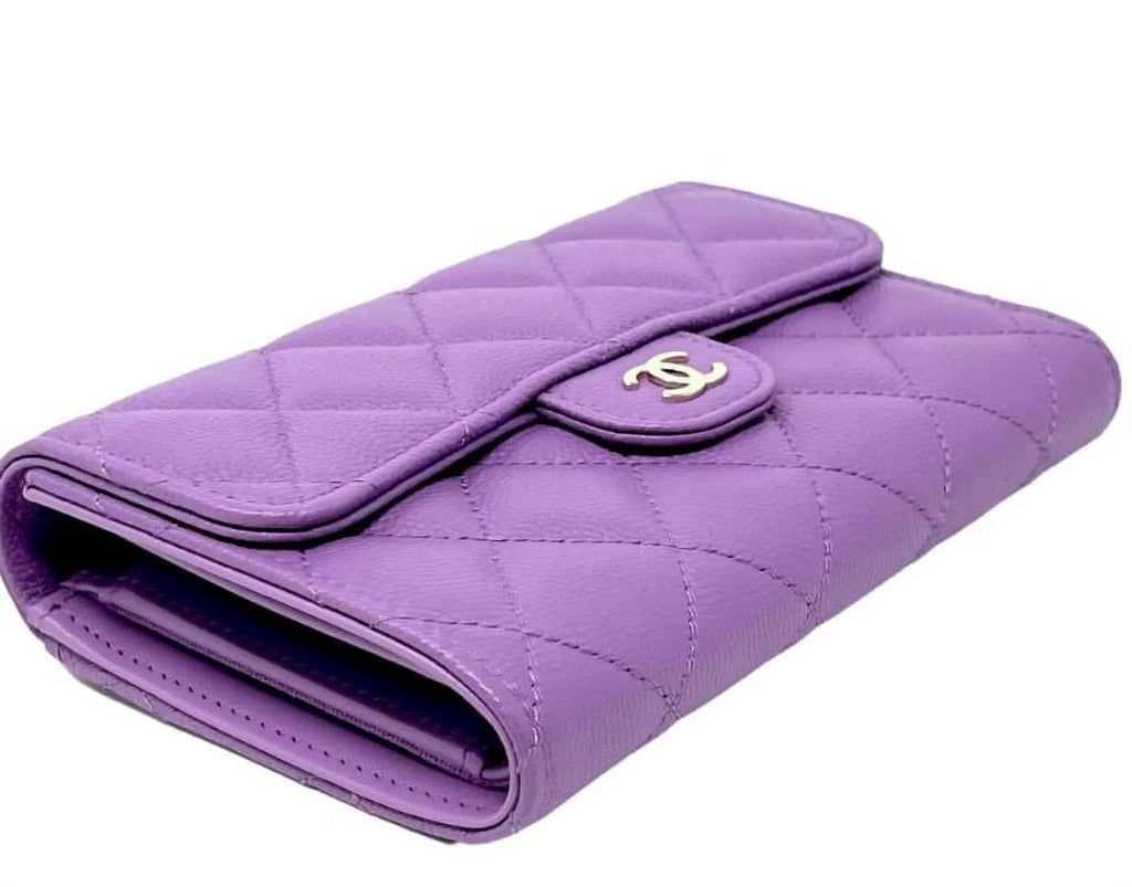 Purple Wallet NEW Bag Chanel Clutch Long Leather Quilted