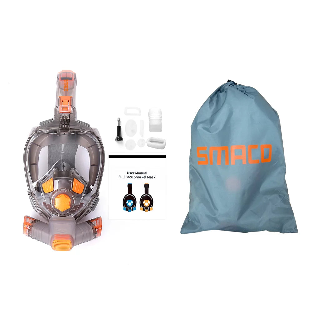 Storage Face Cover with Dry Snorkeling Tube Bag with Full Anti-Leak Anti-fog Snorkel Face Snorkel Mount Foldable Cover