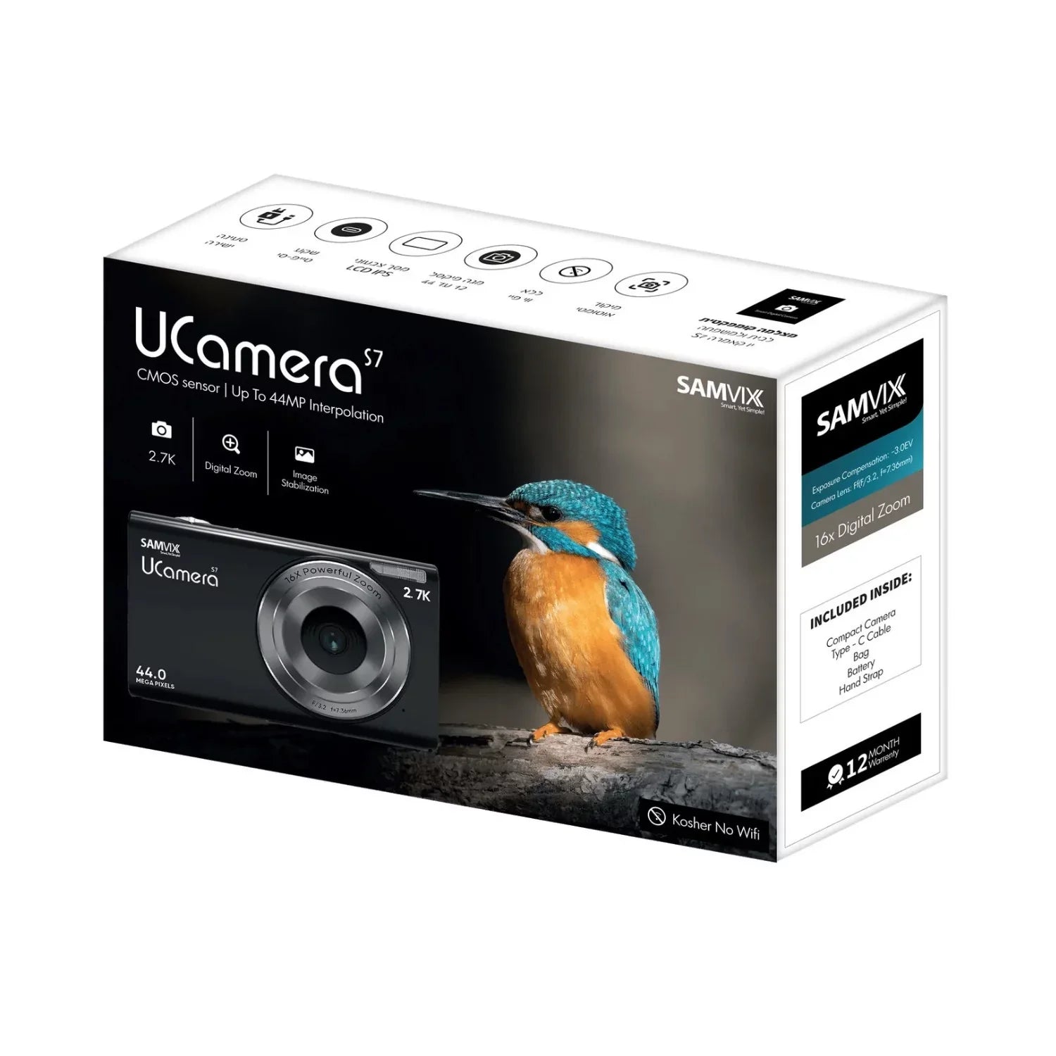 Bluetooth Wifi, No Samvix Camera 44MP UCamera Video, No S7 Digital with Kosher