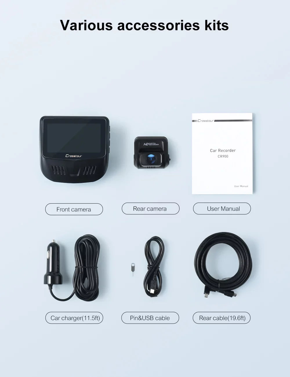 for Vision, Wide Crosstour Loop WDR, 170¡ã IPS Recording, 3 Dash Cars and Angle, Rear,1080P Night Front Dash Recorder Camera Inch Screen, G-Sensor, Mode Support Cam 128GB Parking with with