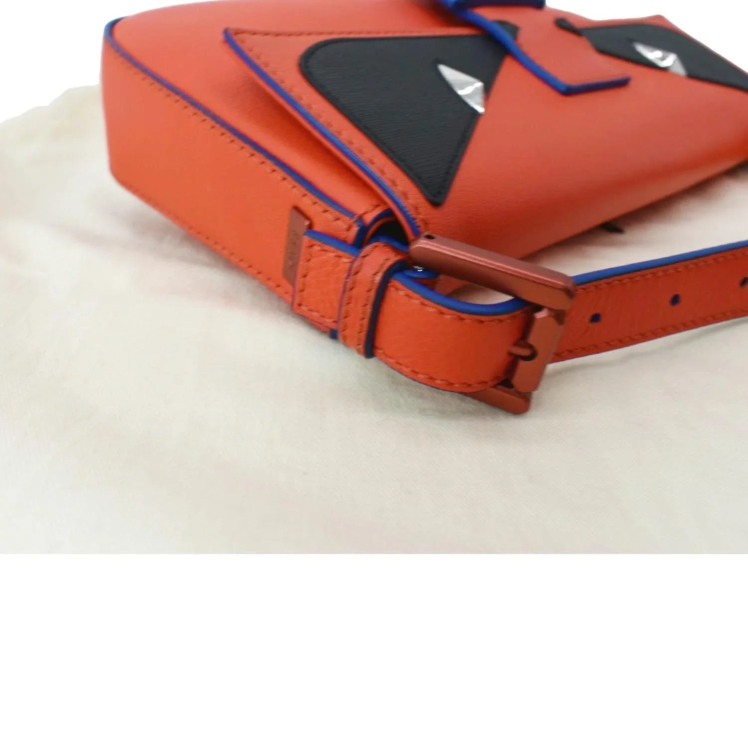 Baguette Leather Bag Monster Orange Eye Pre-owned Crossbody Calfskin FENDI