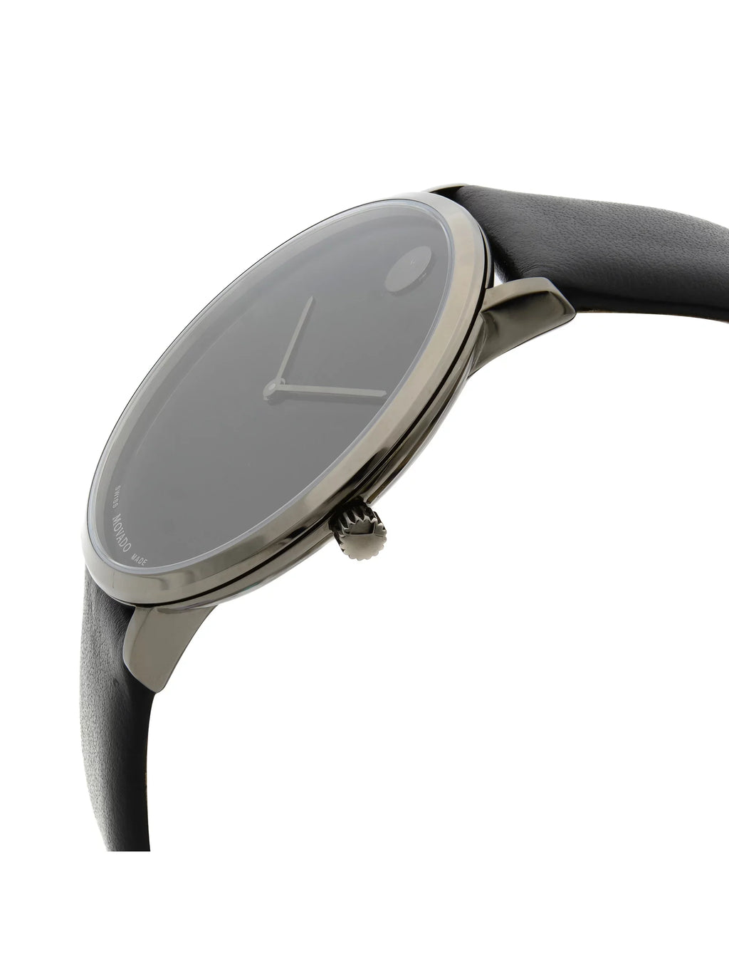 Modern Watch Strap Black Leather 0607391 (Good) Ultra 47 Quartz Mens Pre-Owned Movado Slim
