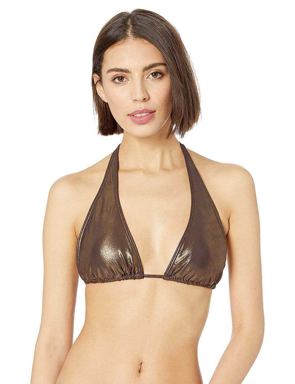 Vince (Bronze, M) Metallic Halter Camuto Bikini Top