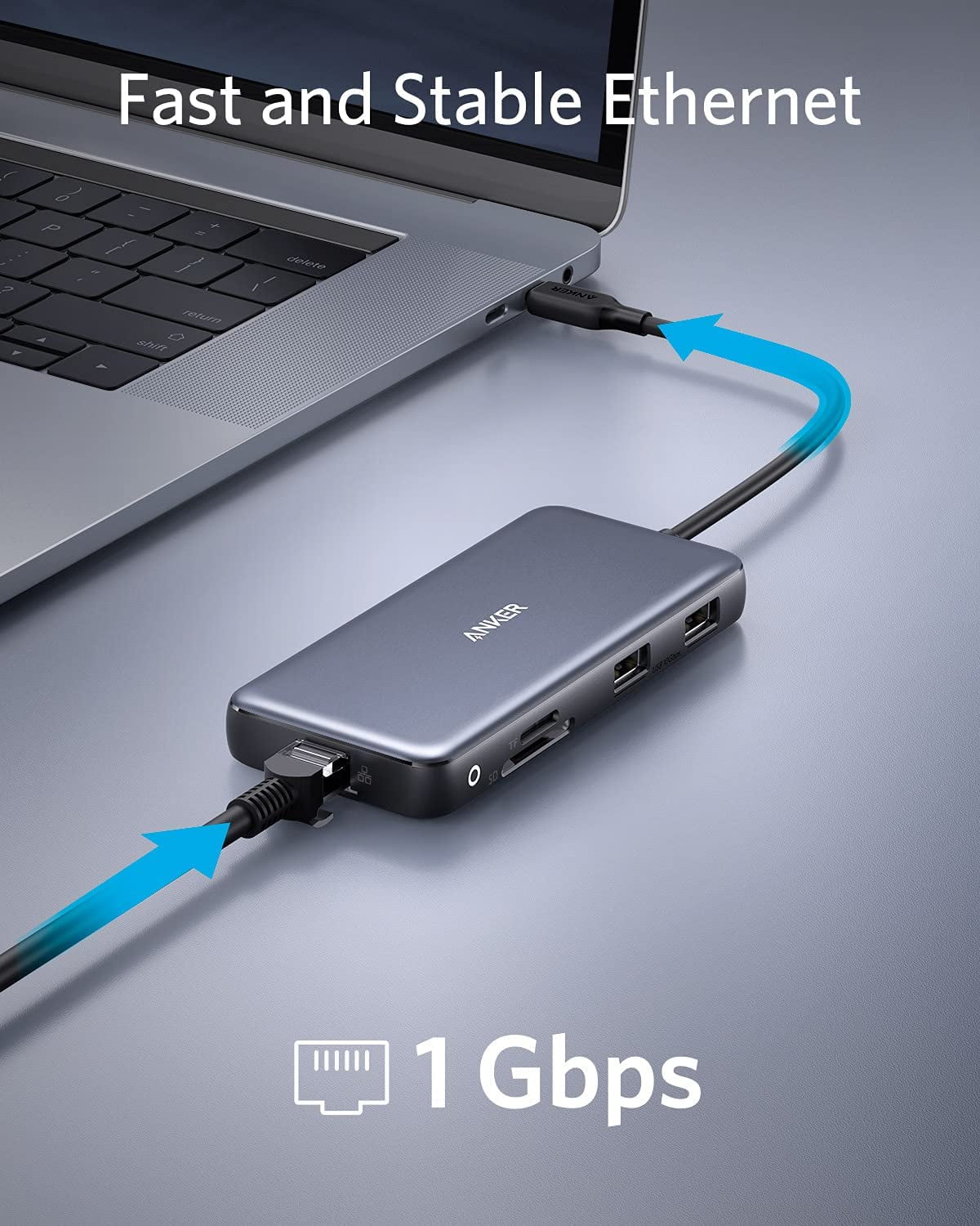 Delivery,4K with Port,SD 8-in-1 Card USB Anker Power 60Hz 100W Hub Reader HDMI,Ethernet C Adapter