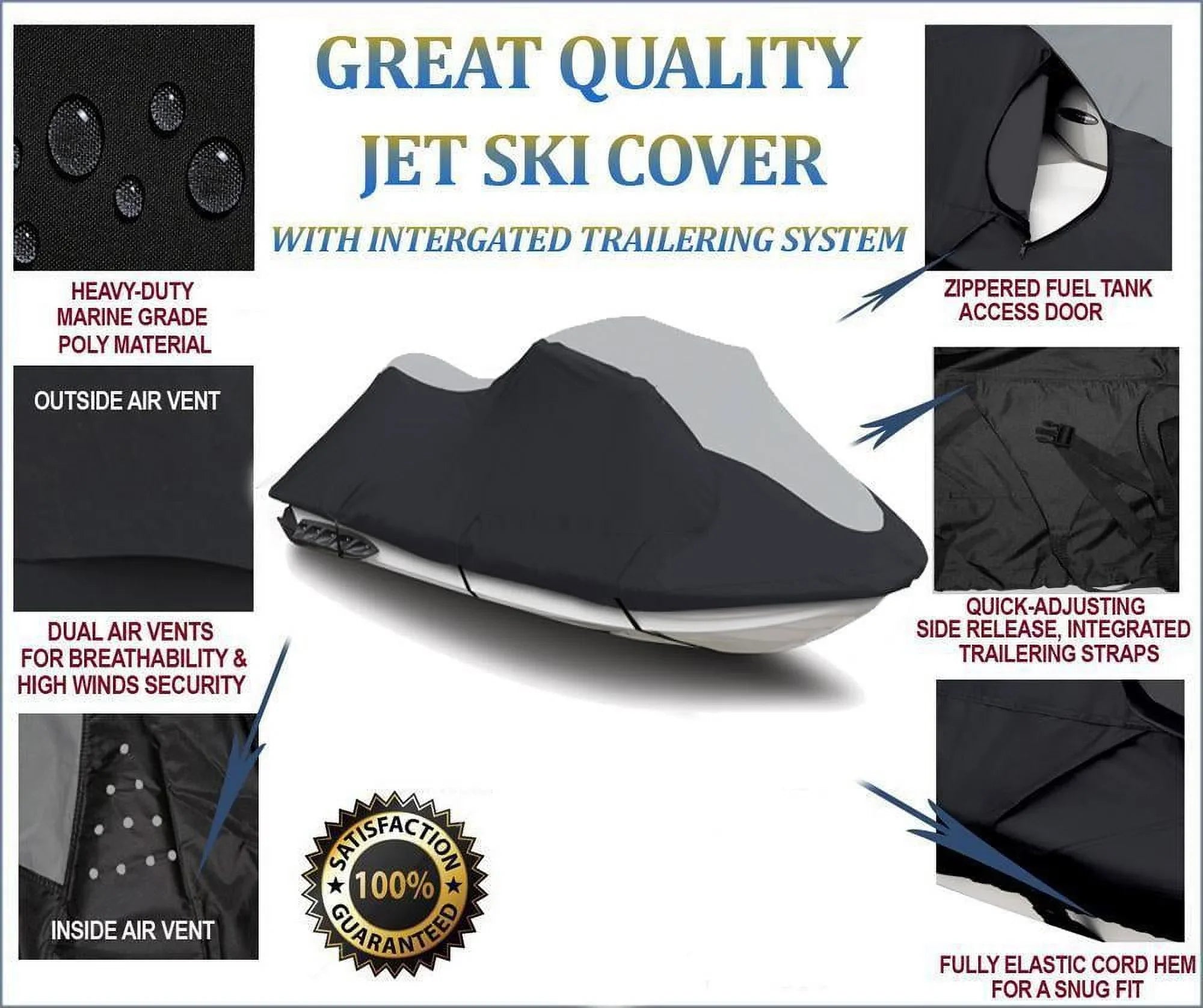Compatible Pro SUPER JET Limited 785 Seater Polaris Cover 2001 HEAVY-DUTY PWC 600D 1-2 for SKI
