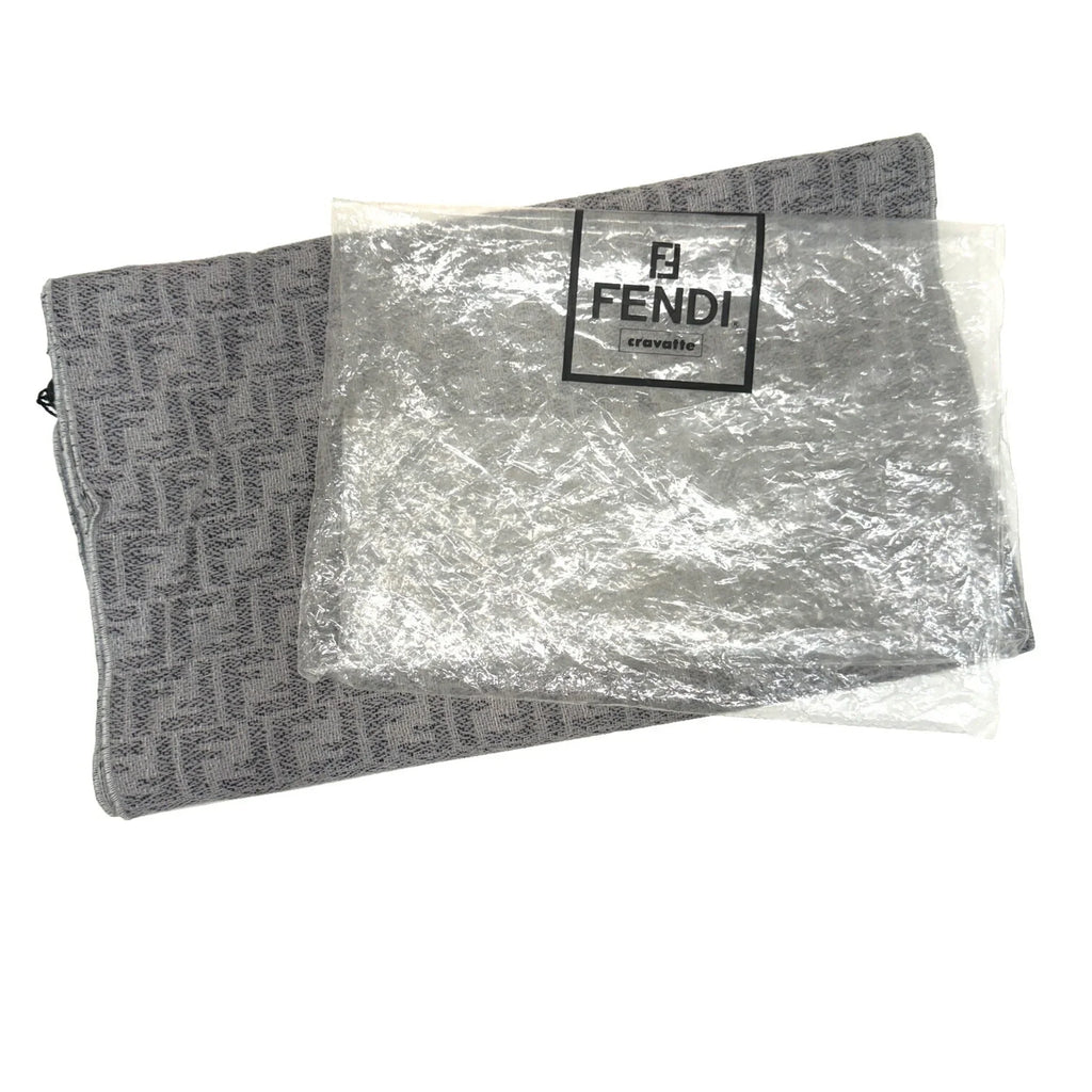 Stole Pattern Men's Muffler Gray Pre-Owned Women's New) FENDI Wool Zucca (Like FF