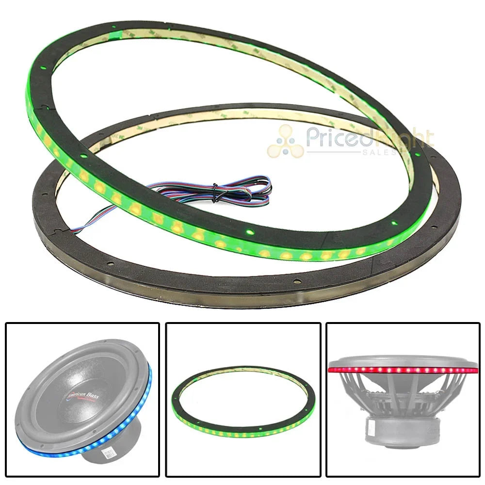 Waterproof for Speakers 2 RGB Subwoofers Ring and LED DS18 15" Pack LRING15
