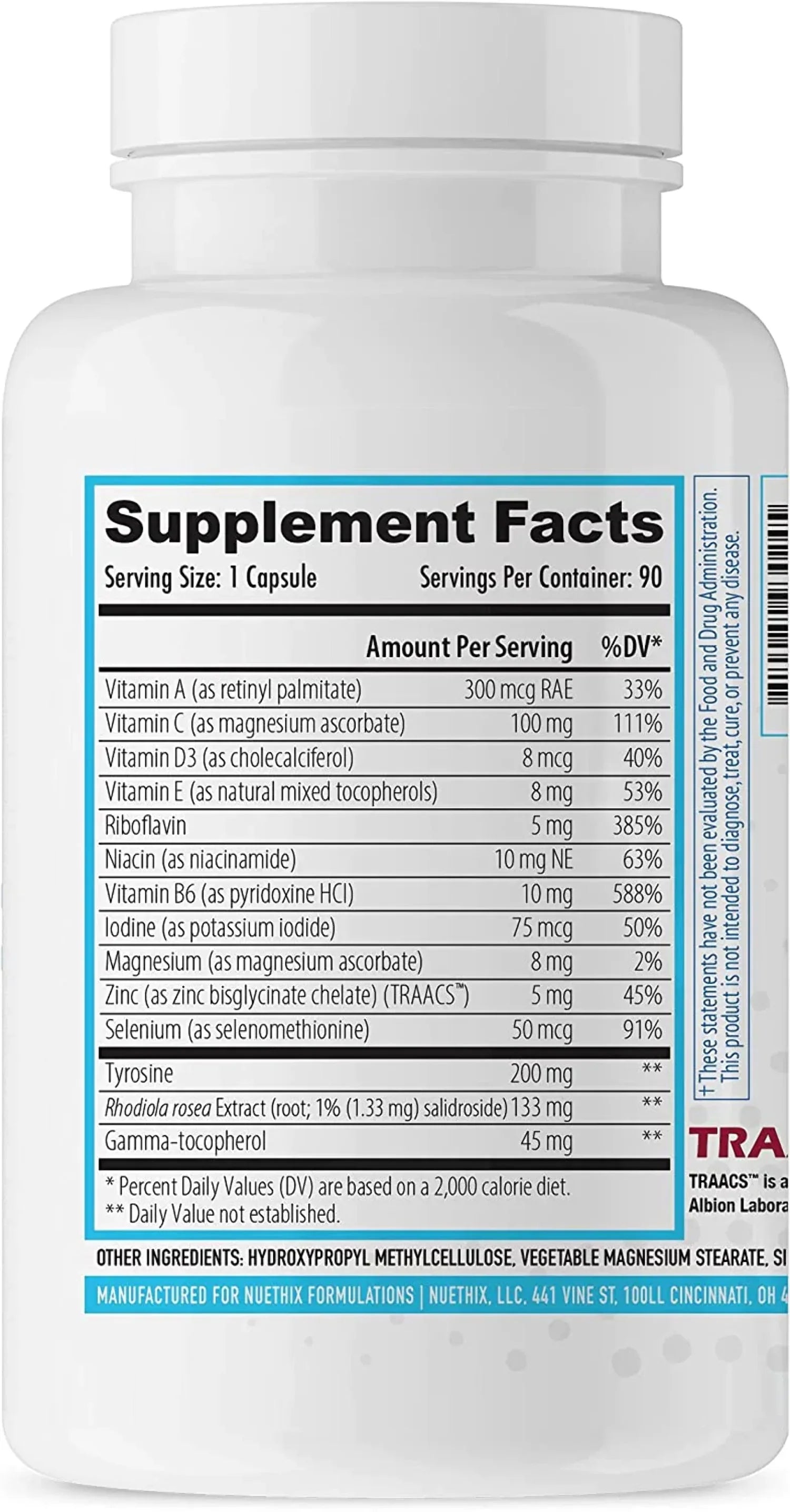 Optimal Support 90 Thyro-Boost with Essentials, Thyroid Non-Glandular Function, NuEthix Capsules