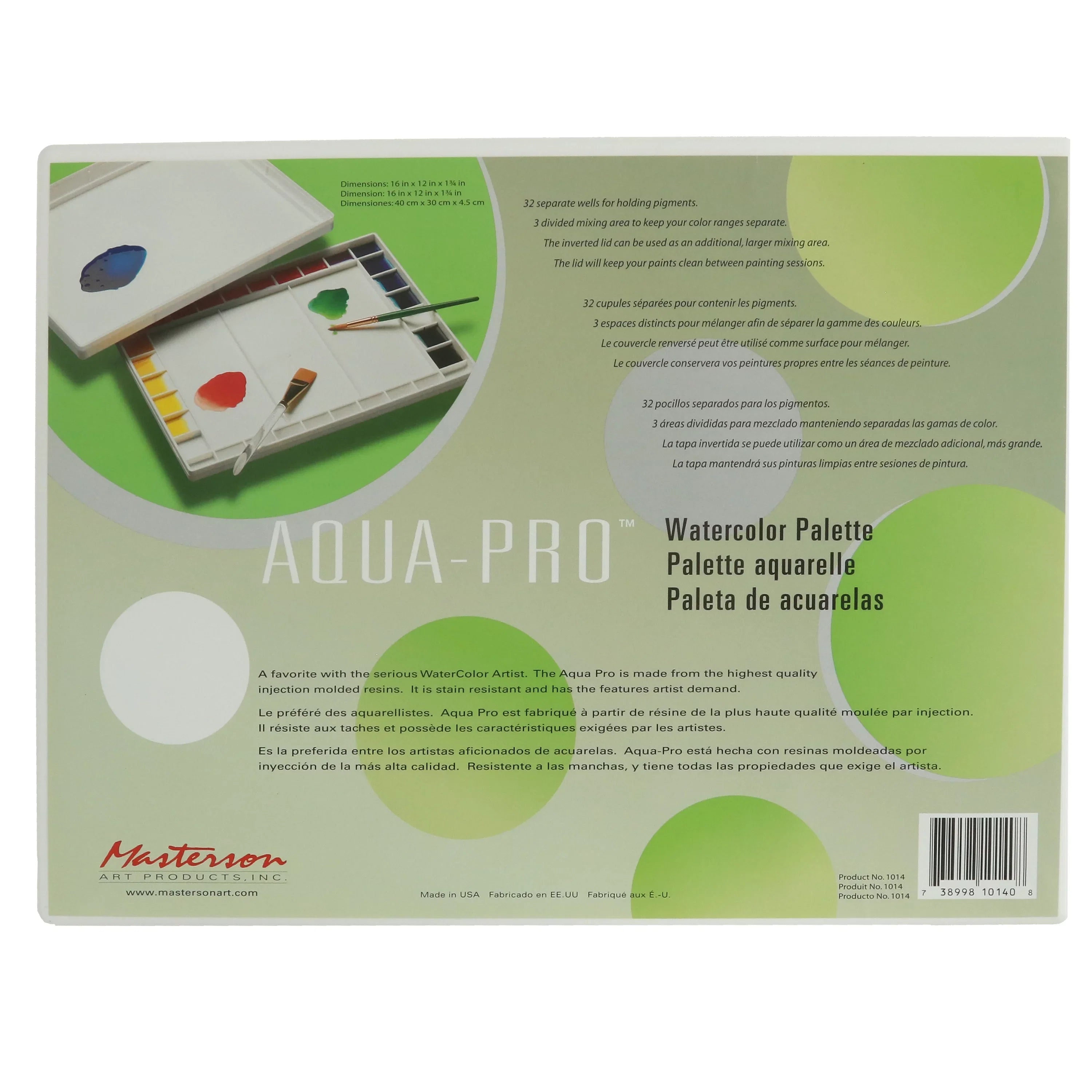 Watercolor x 15-1/2" Pro Masterson Palette, 11-1/2" Aqua